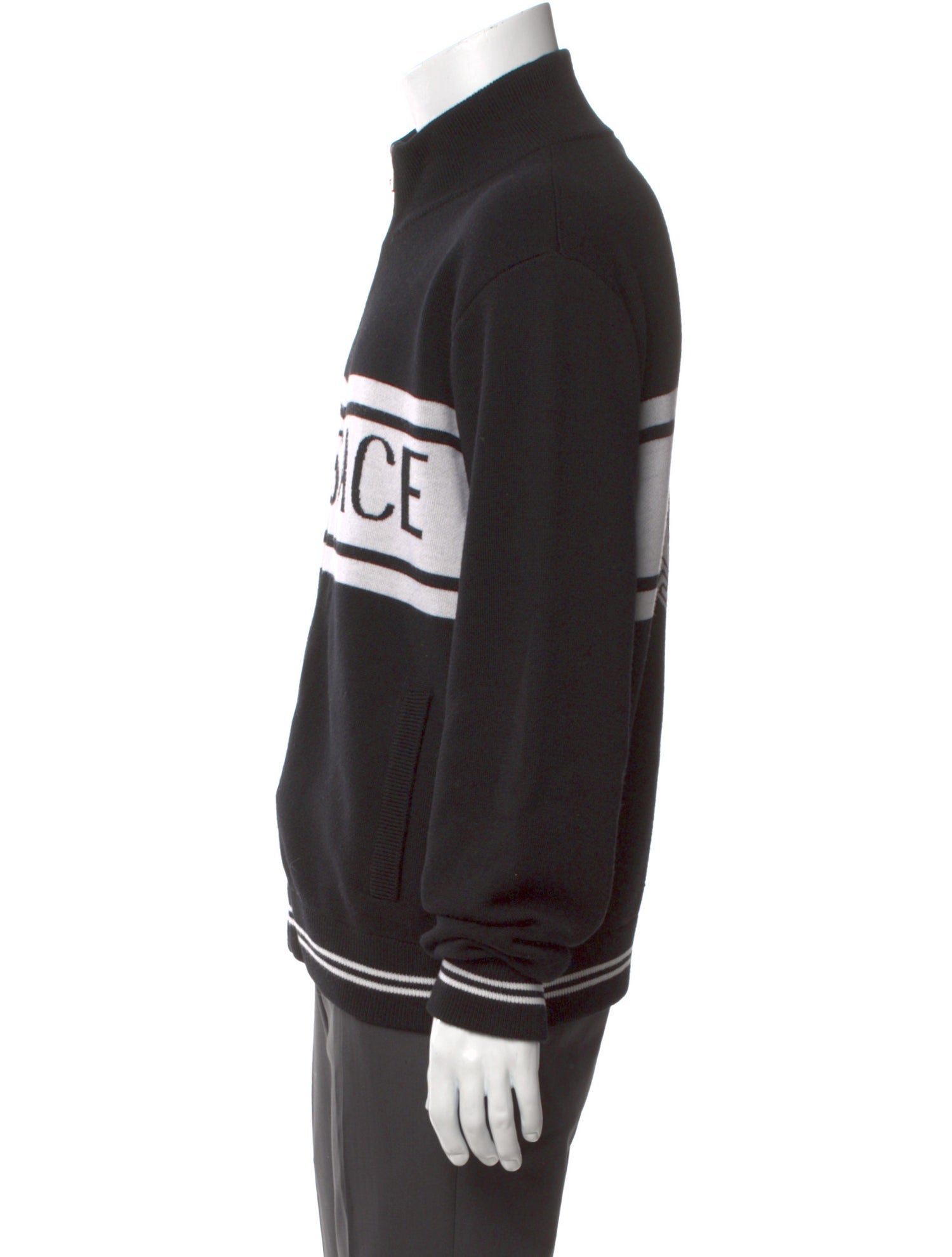 Versace Wool Graphic Print Cardigan