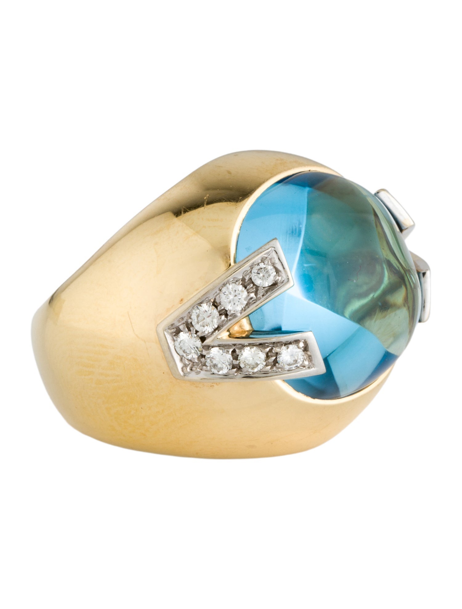 Versace 18K Diamond-Accented Topaz Cocktail Ring