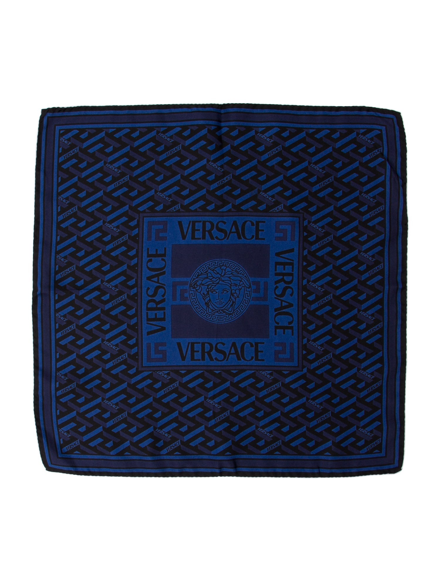 Versace Patterned Silk Pocket Square w/Tags