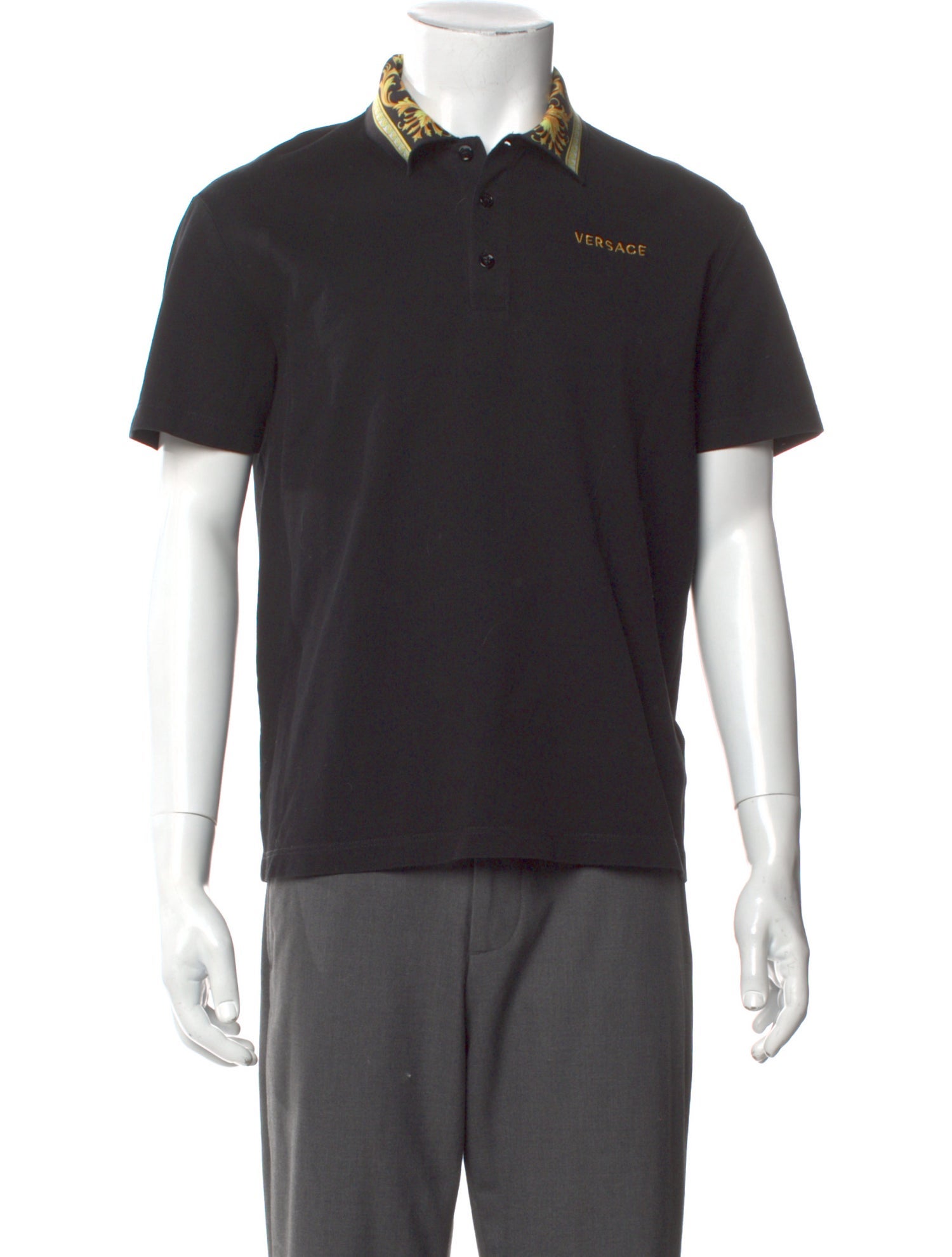 Versace Barocco Print Crew Neck Polo Shirt