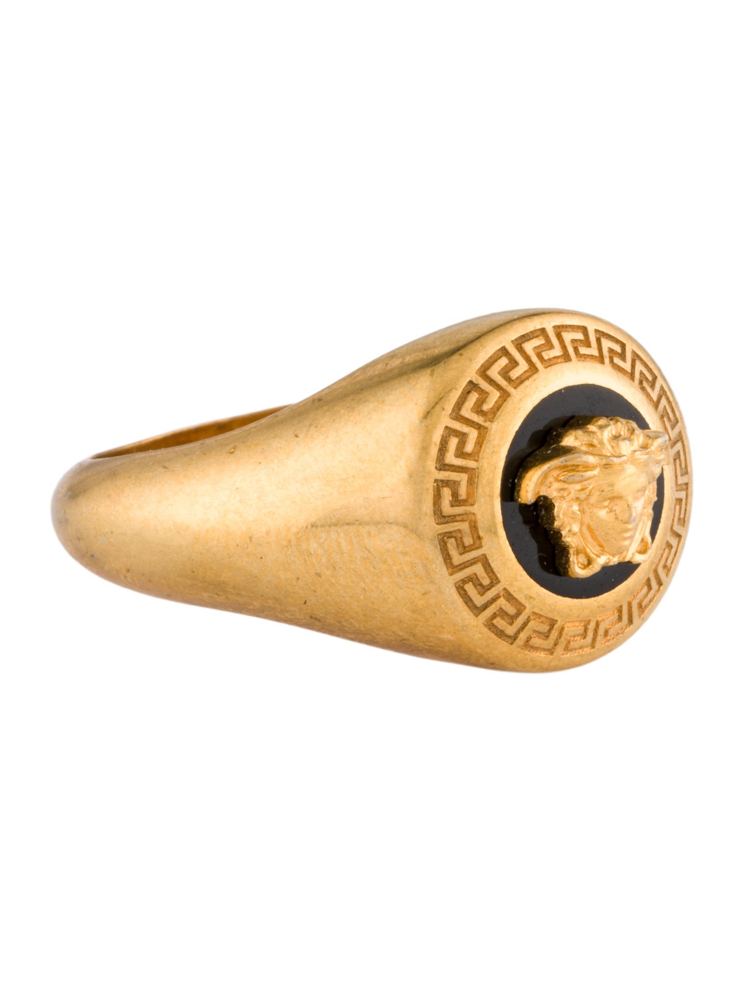 Versace Black Enamel Medusa Coin Ring