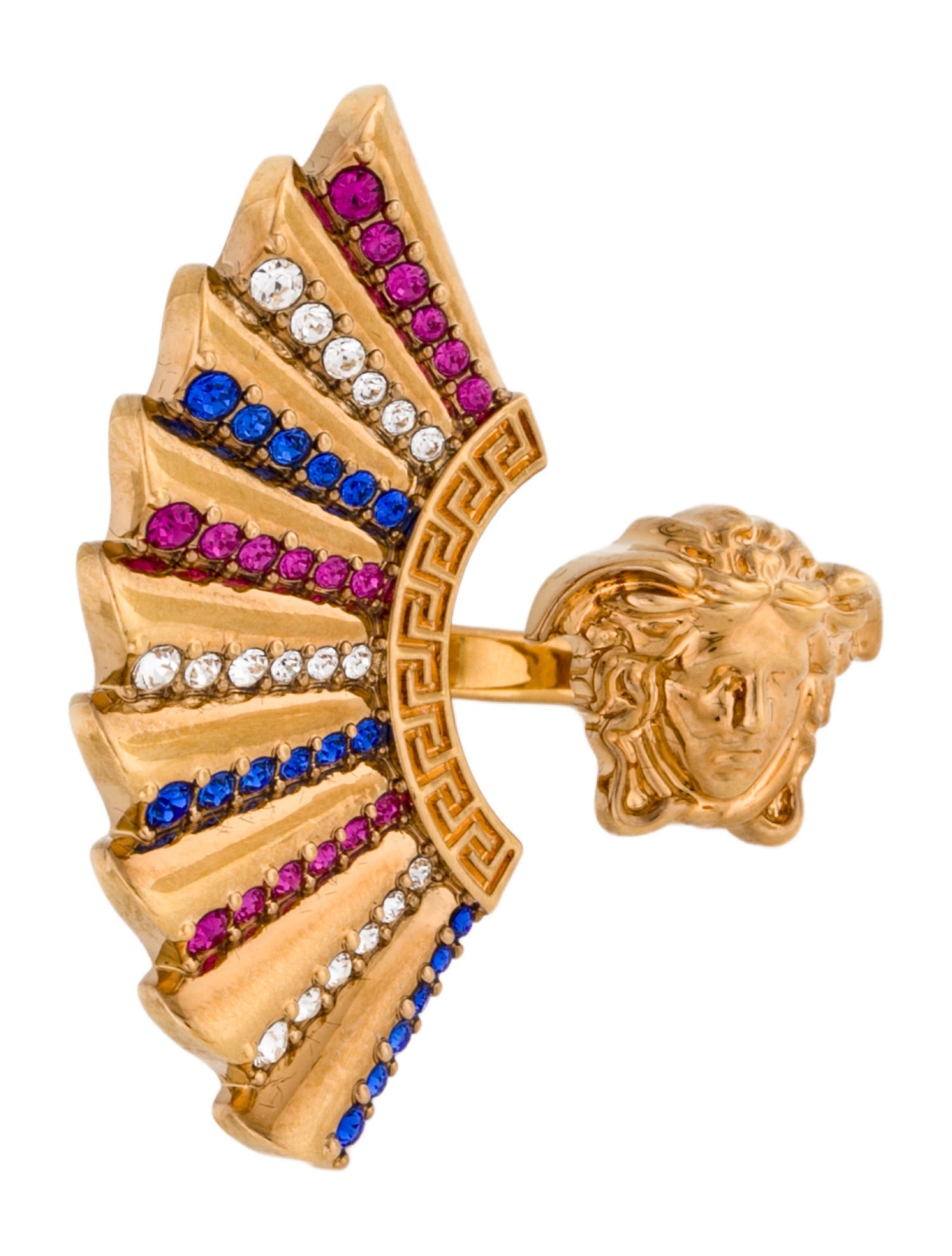 Versace Crystal Ventagli Fan Cocktail Ring w/ Tags