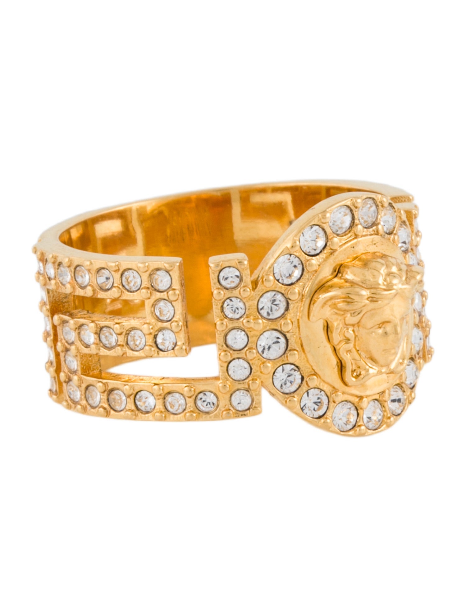 Versace Crystal Greca Band Ring