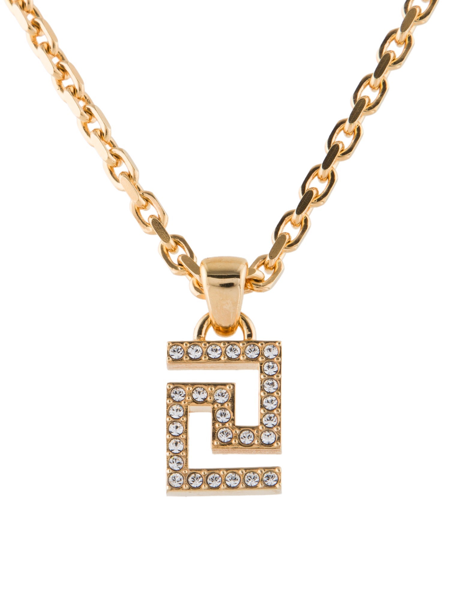 Versace Crystal Greca Pendant Necklace
