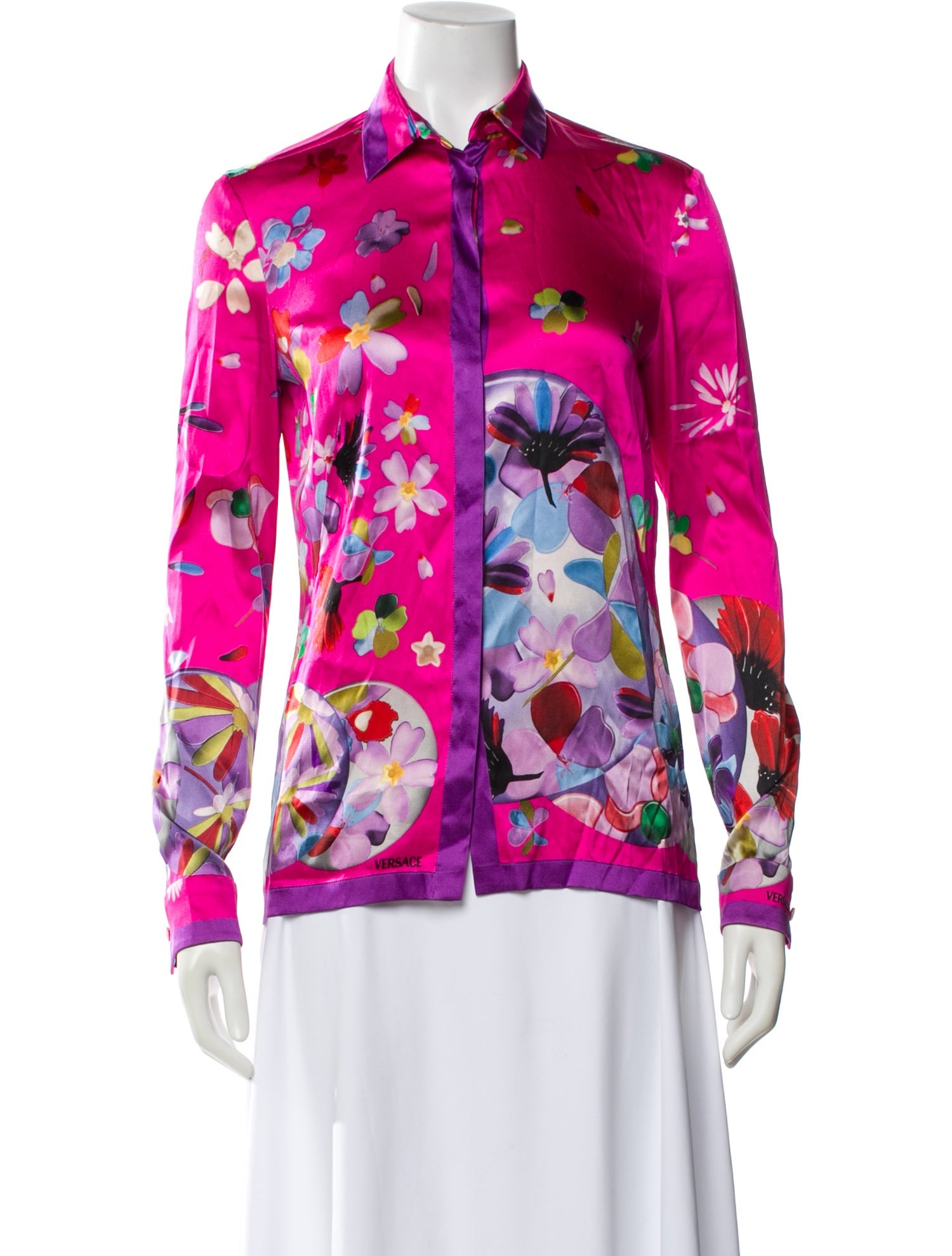 Versace Silk Floral Print Blouse