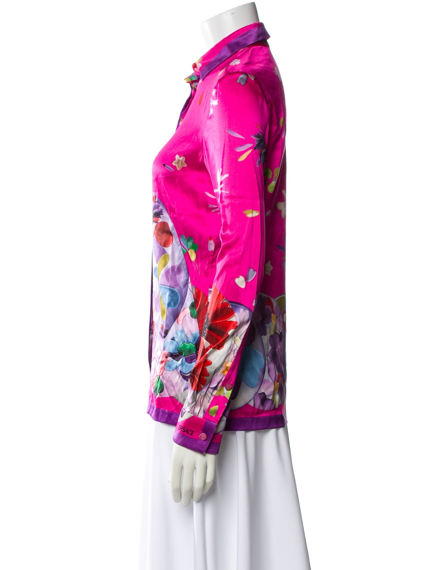 Versace Silk Floral Print Blouse