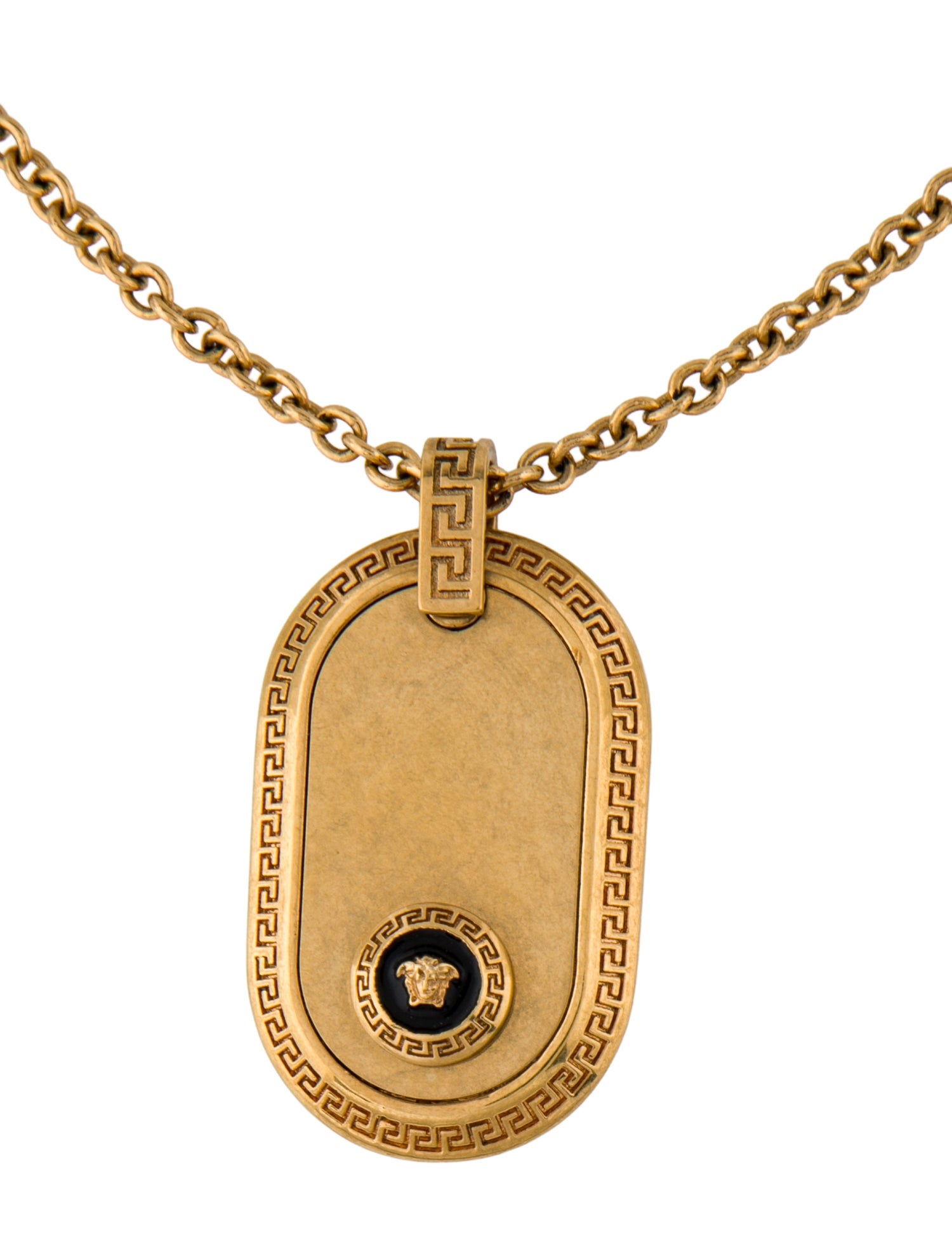 Versace Enamel Dog Tag Pendant Necklace