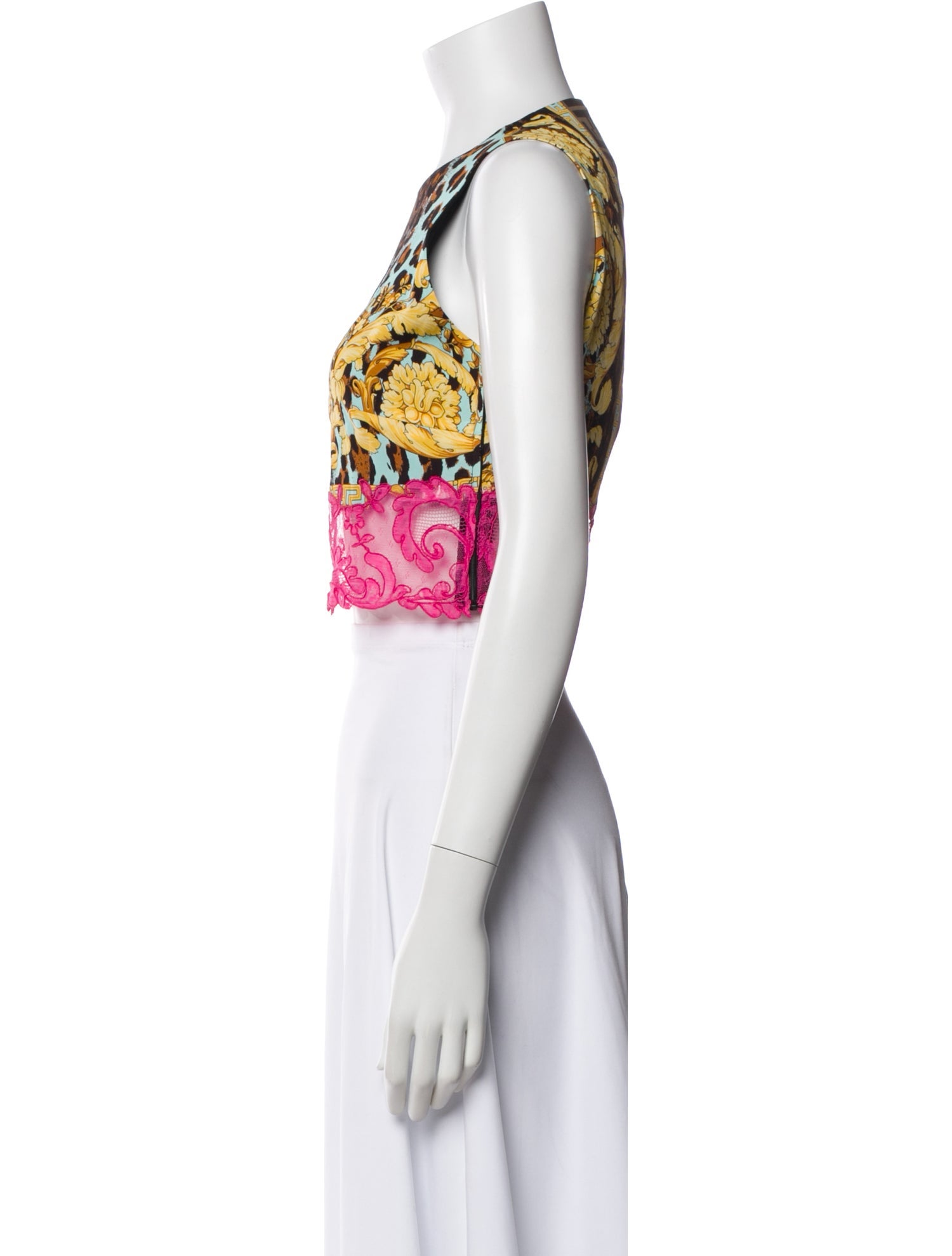 Versace Silk Graphic Print Crop Top
