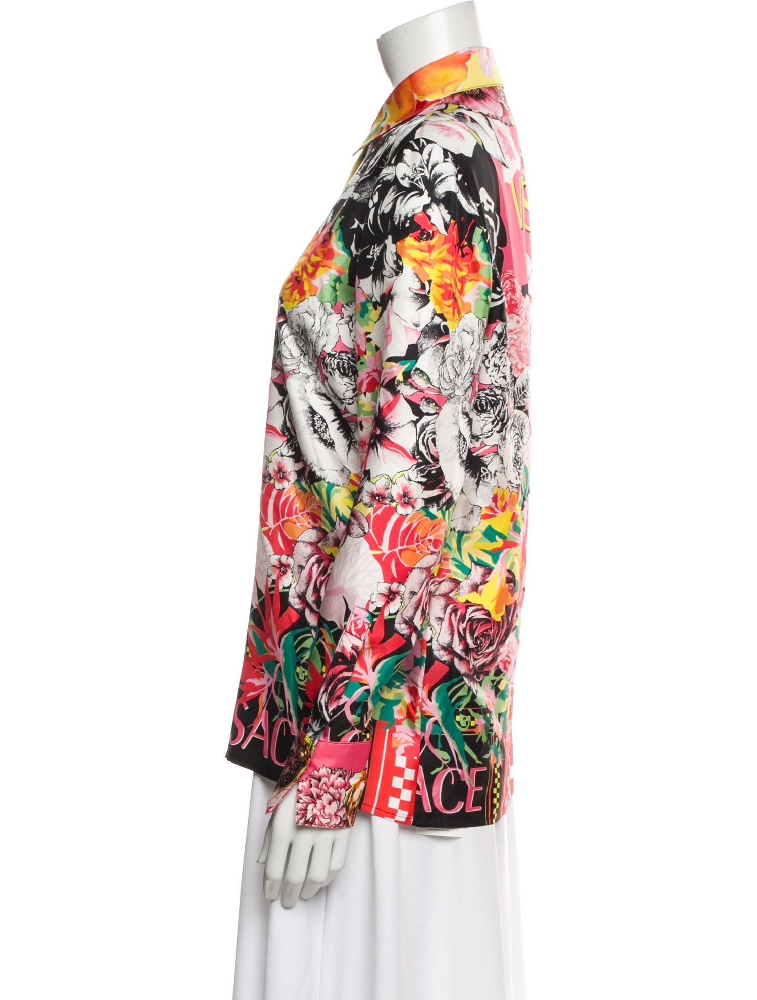 Versace Silk Floral Print Blouse