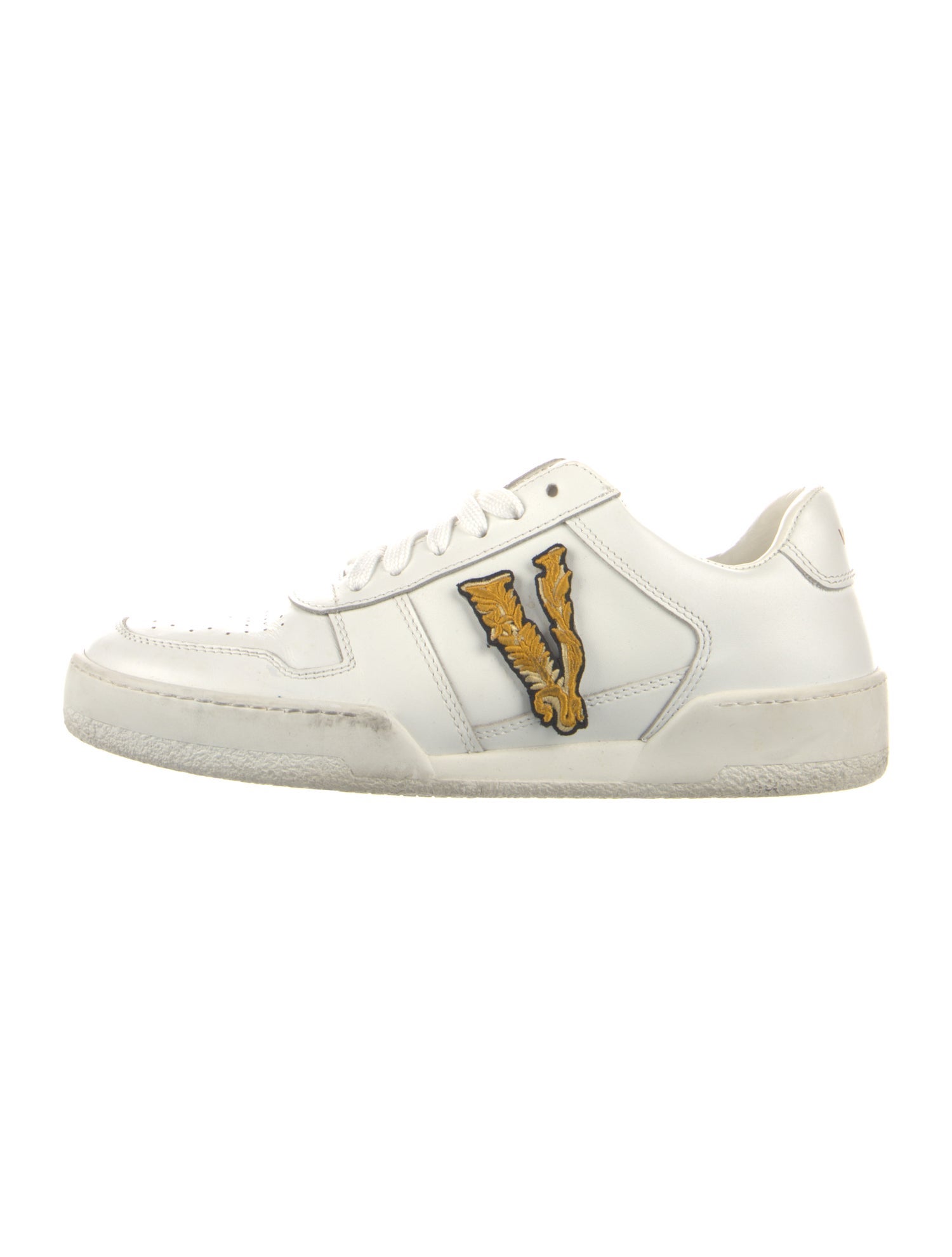 Versace Leather Graphic Print Sneakers