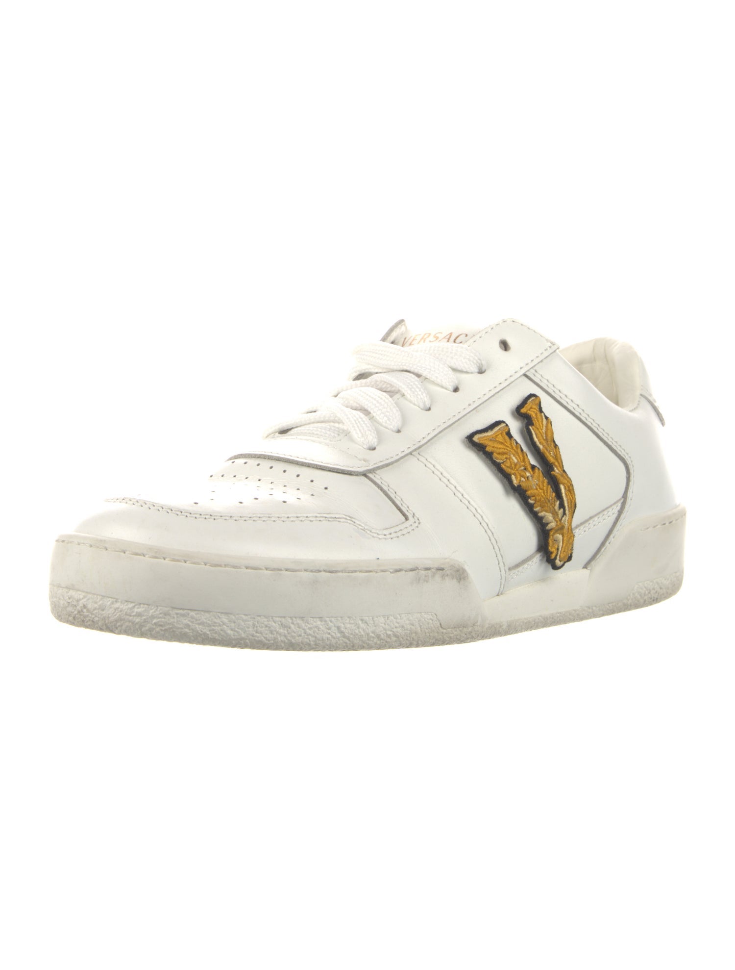 Versace Leather Graphic Print Sneakers