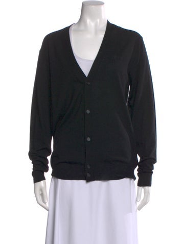 Pre-owned Versace Virgin Wool V-neck Sweater W/ Tags In Black