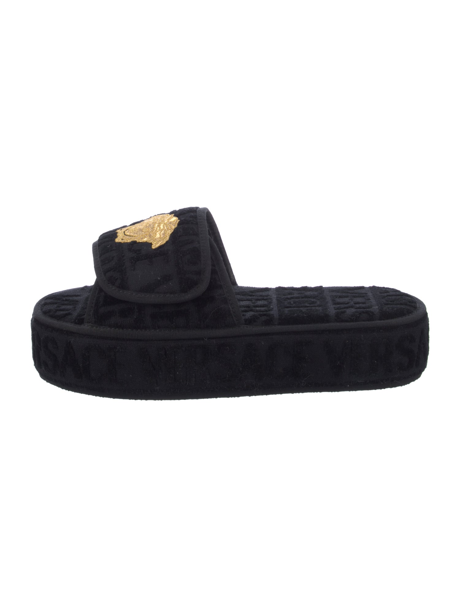 Versace Graphic Print Embroidered Accent Slides
