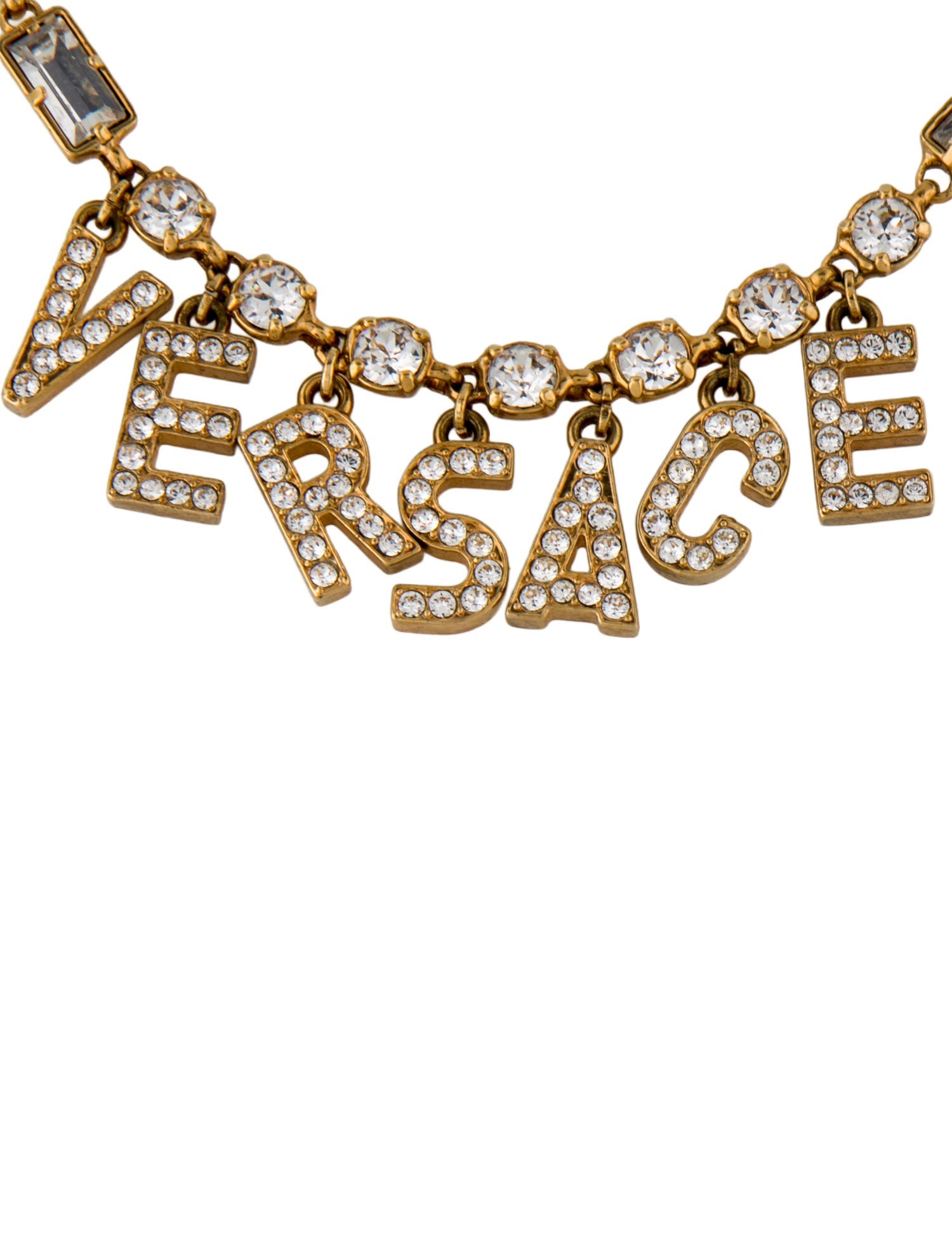 Versace Crystal Logo Pendant Necklace
