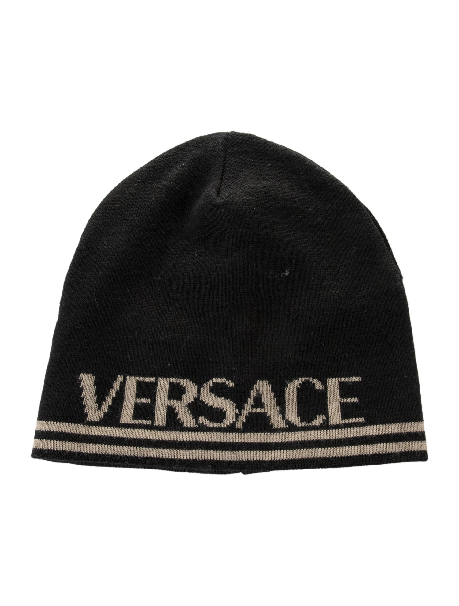Versace Black Wool Beanie