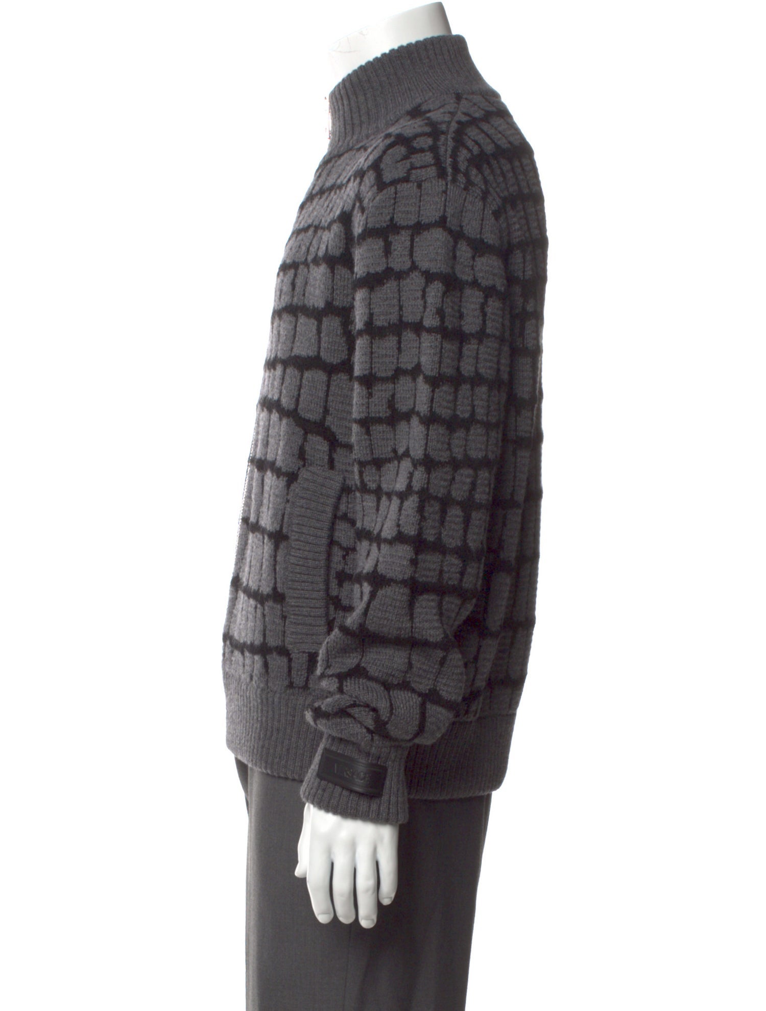 Versace Virgin Wool Animal Print Cardigan