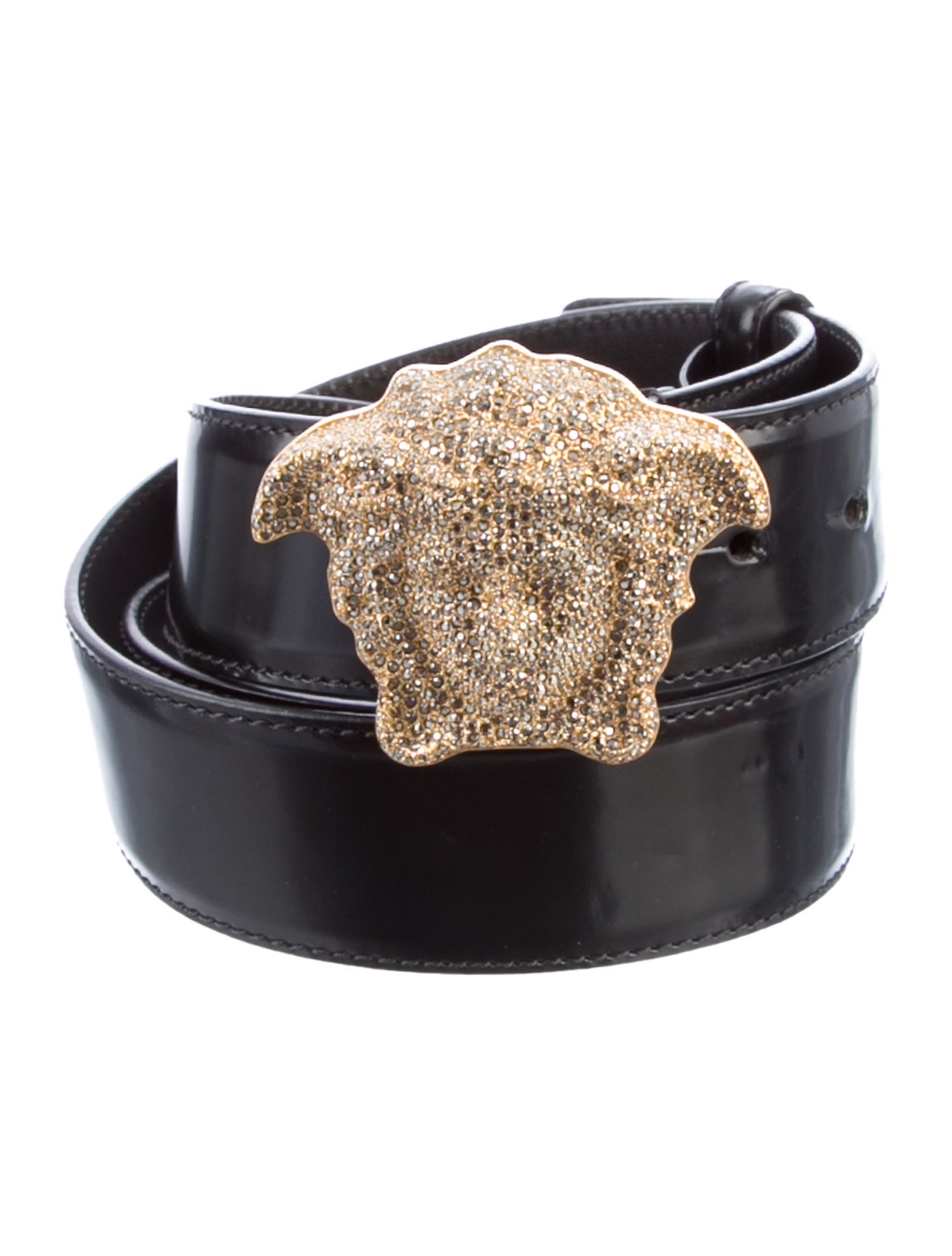 Versace Leather Crystal Embellishments Belt