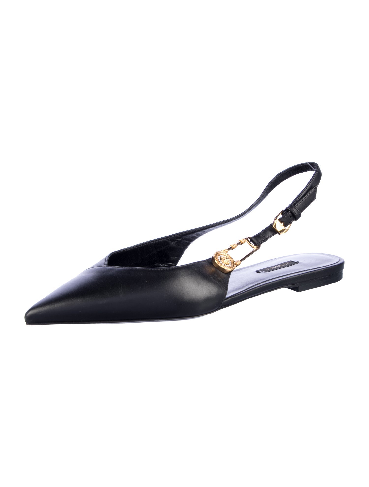 Versace Leather Slingback Flats