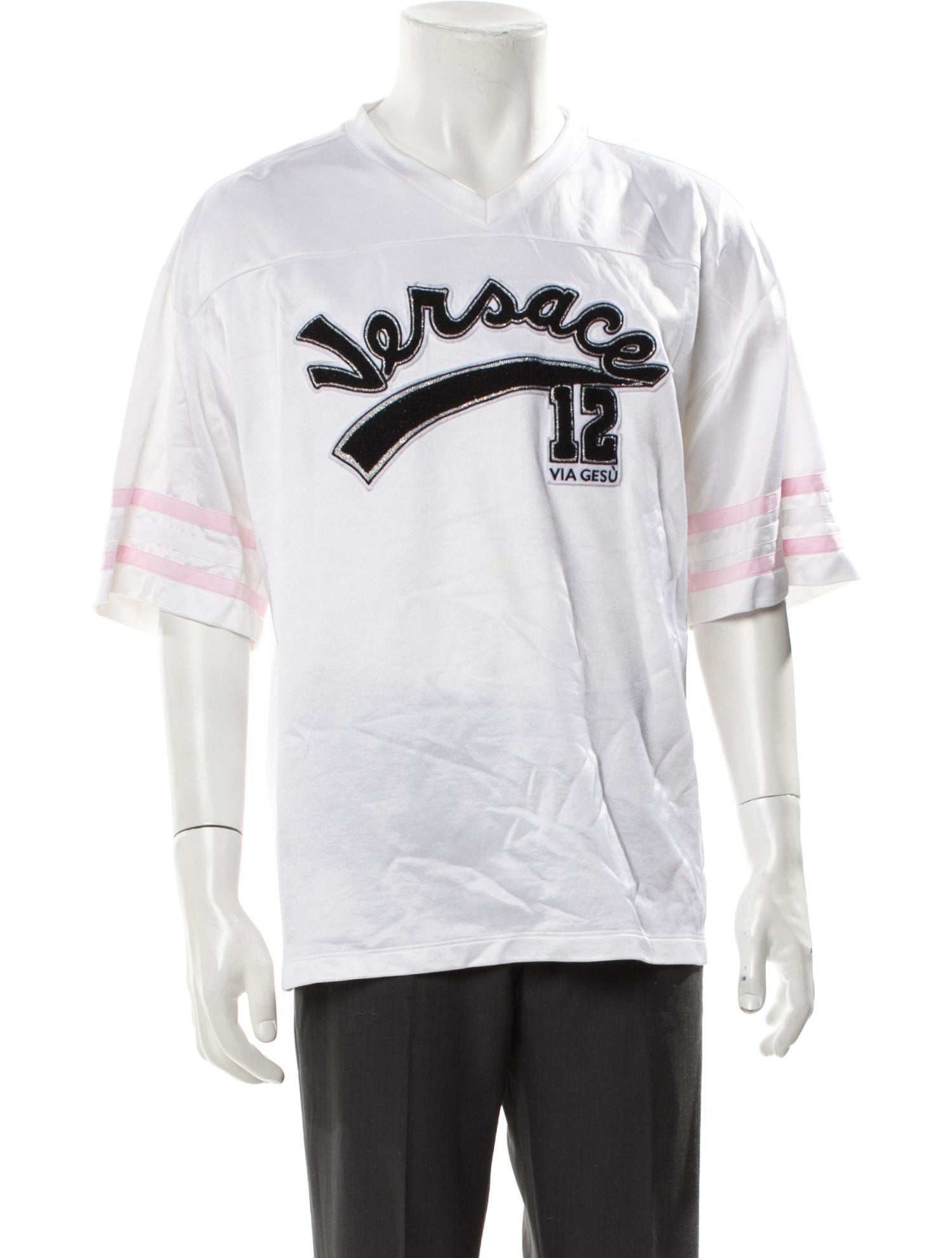 Versace Graphic Print V-Neck T-Shirt