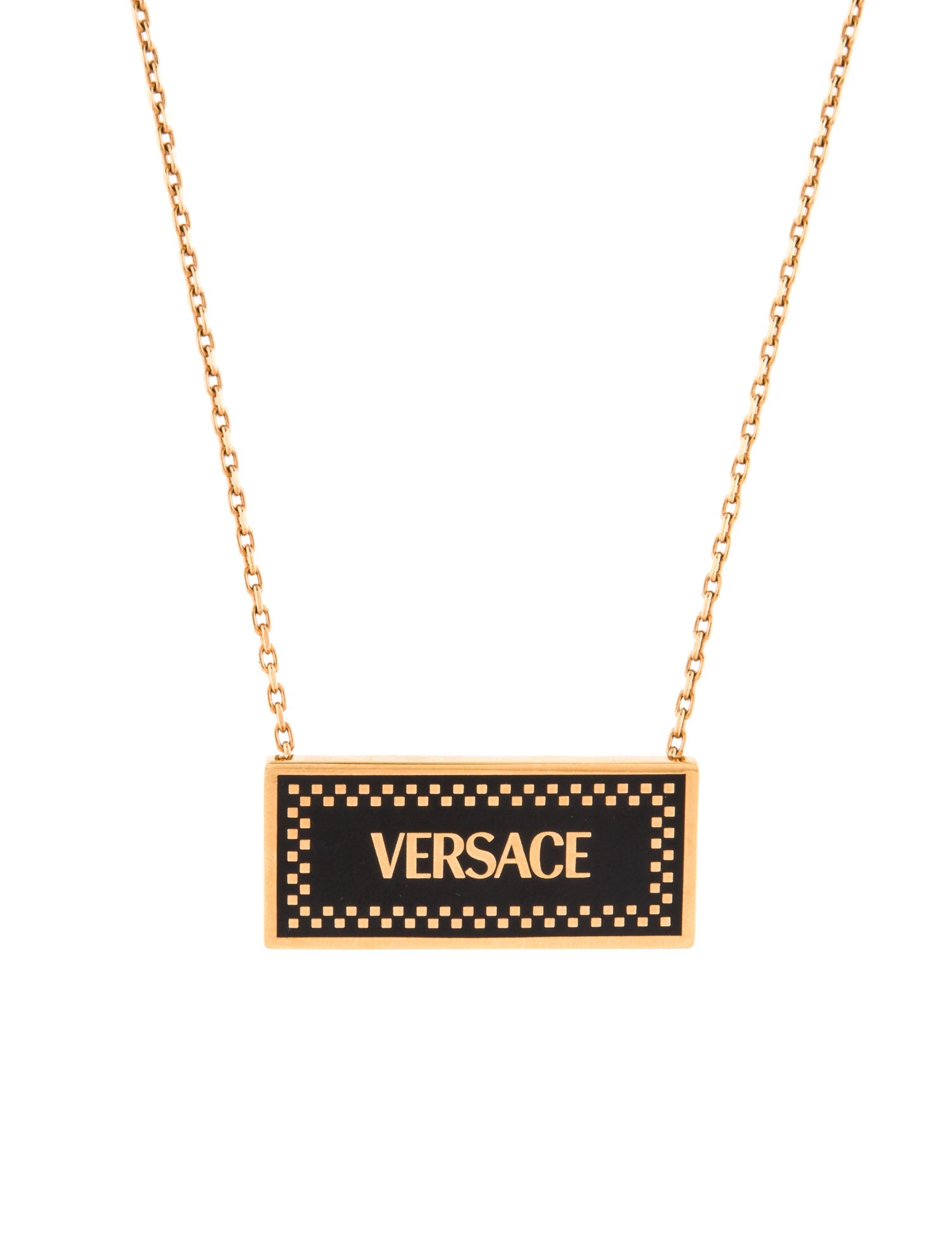 Versace Enamel Logo Plate Necklace