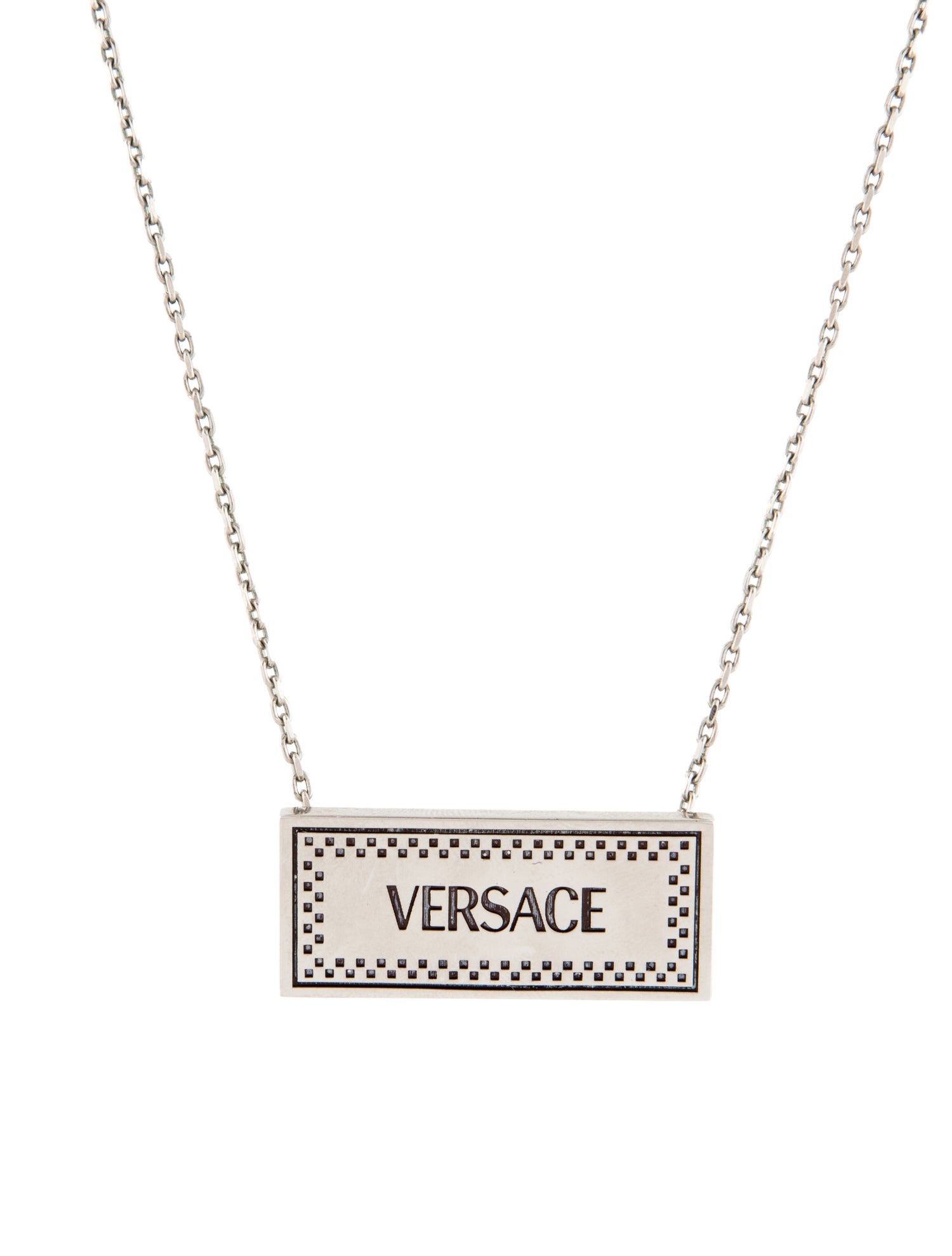 Versace Enamel 90s Logo Small Pendant Necklace