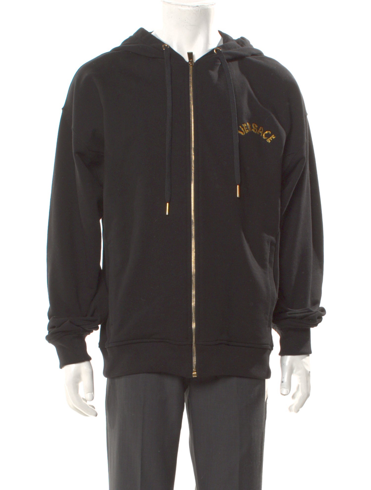 Versace Graphic Print V-Neck Hoodie