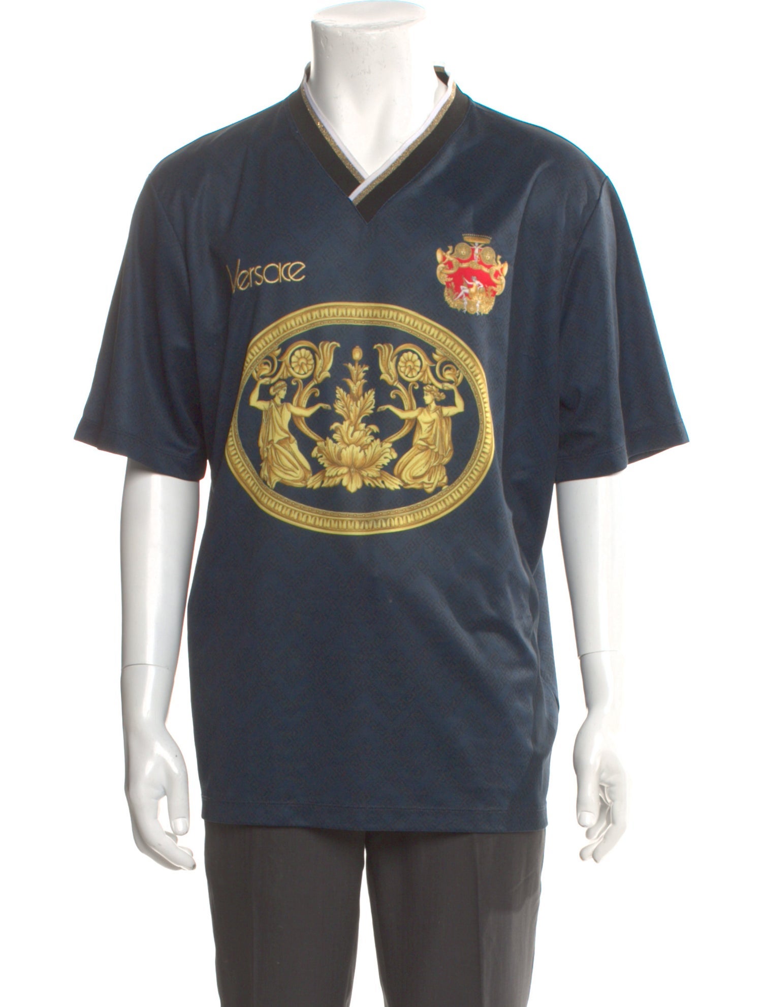 Versace Graphic Print V-Neck Jersey