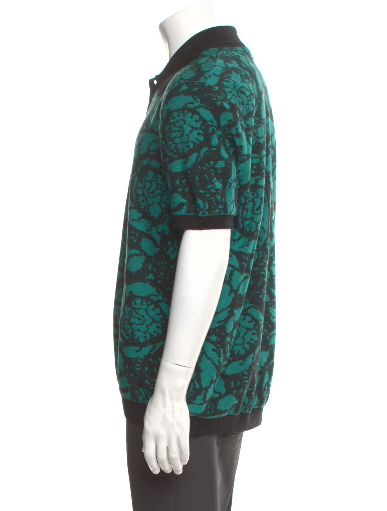 Versace Virgin Wool Printed Polo Sweater w/ Tags