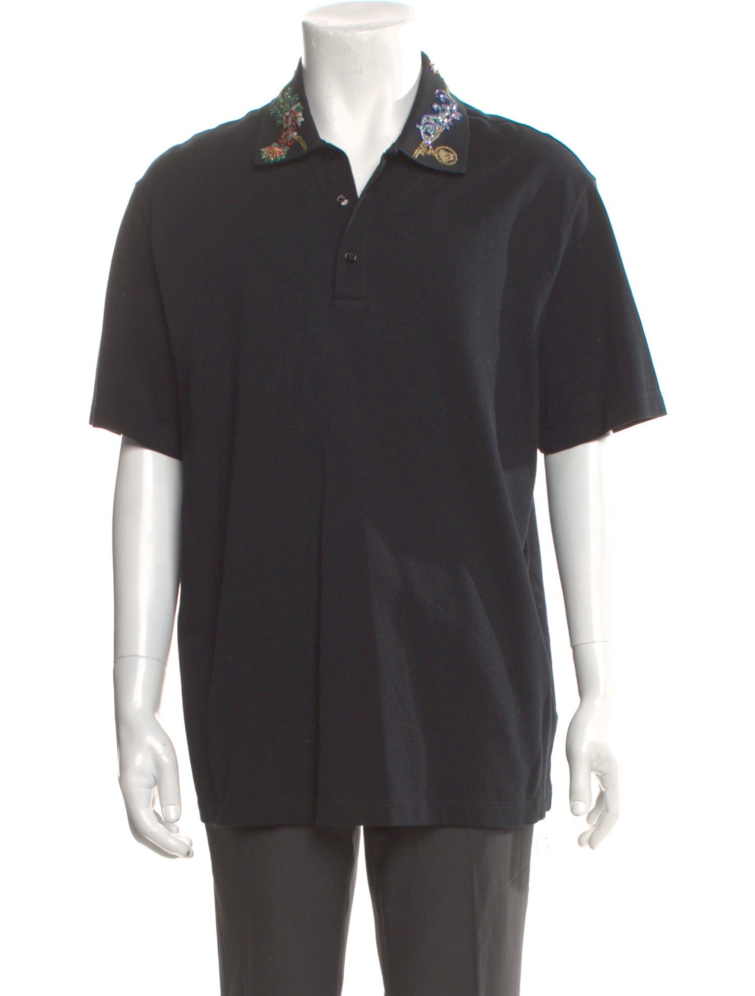 Versace Patterned Collar Polo Shirt