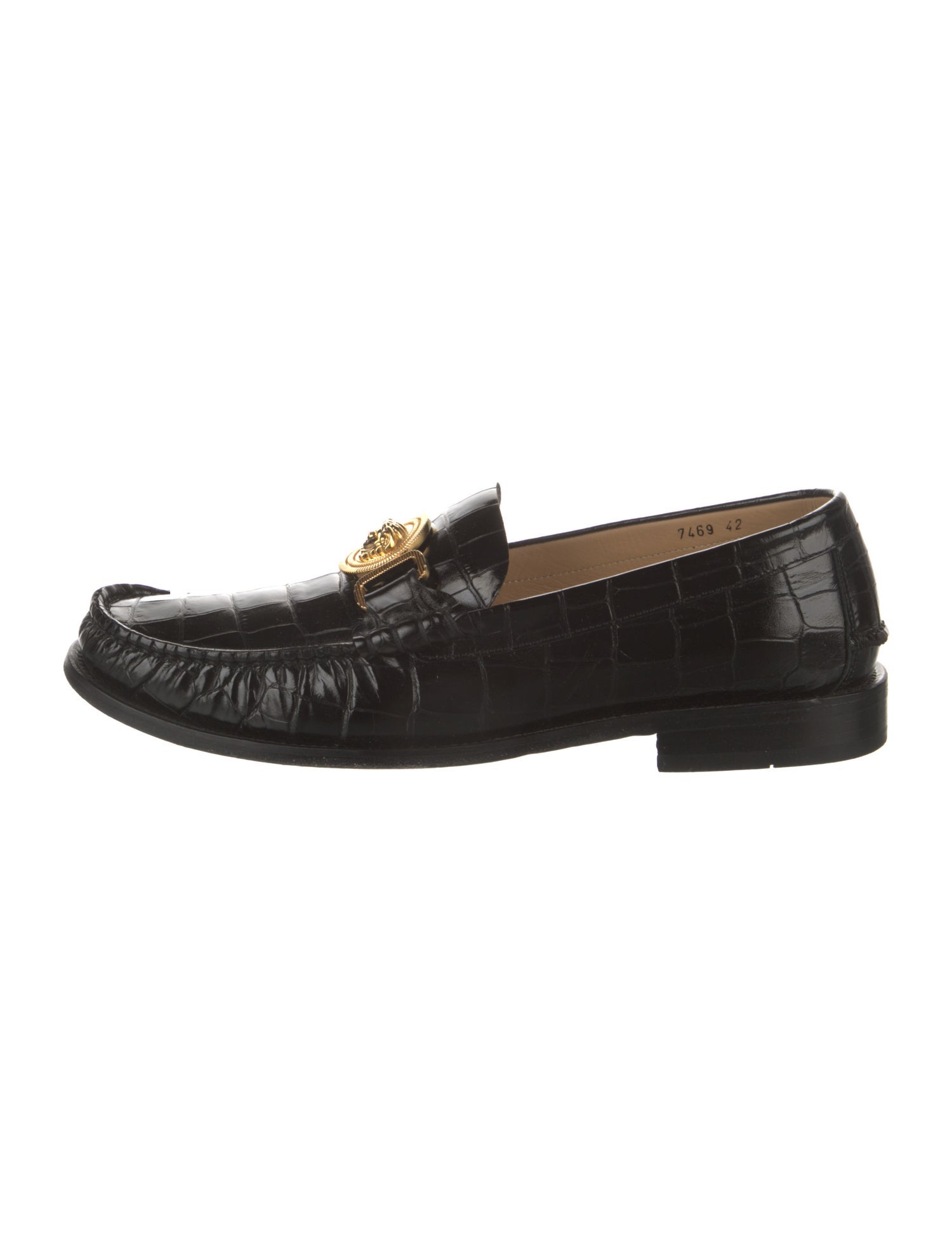 Versace Medusa Insignia Crocodile Dress Loafers