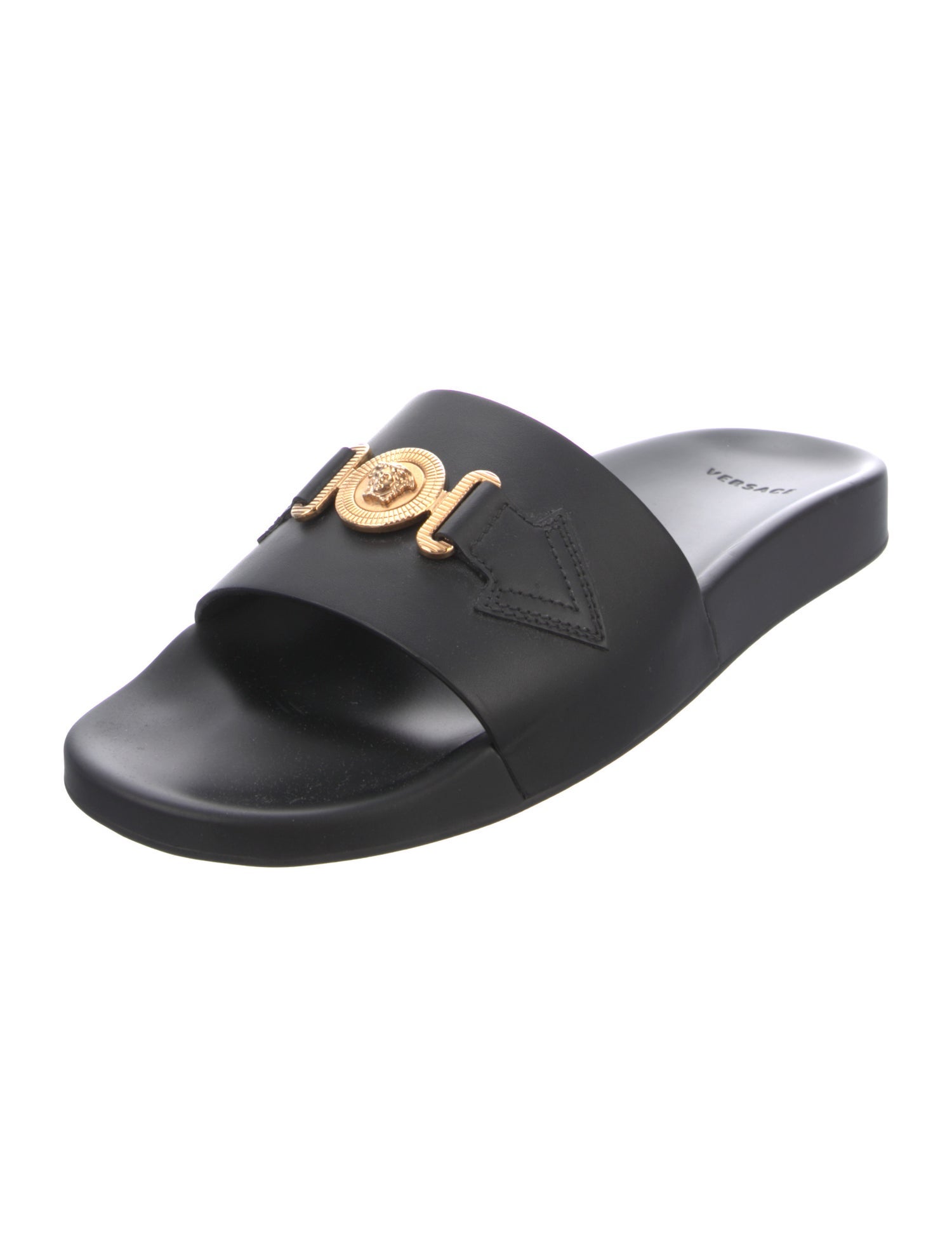 Versace Medusa Insignia Leather Slides
