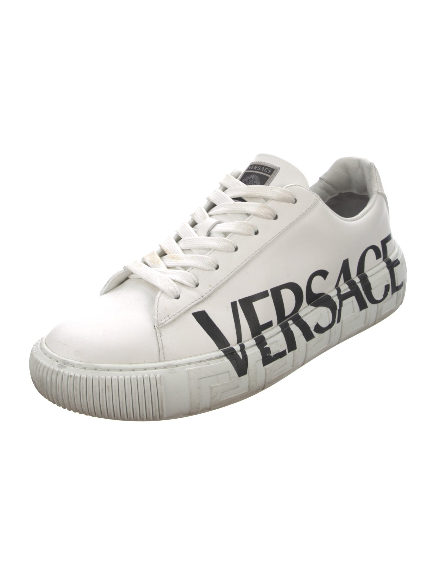 Versace Leather Graphic Print Sneakers