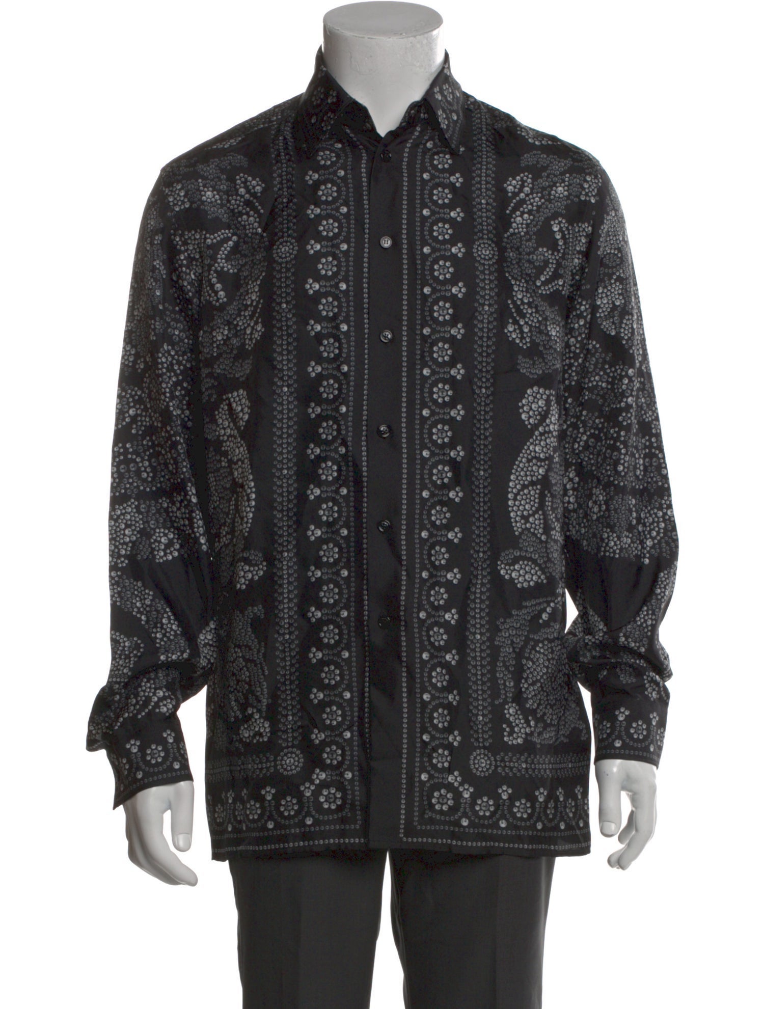 Versace Silk Paisley Print Dress Shirt