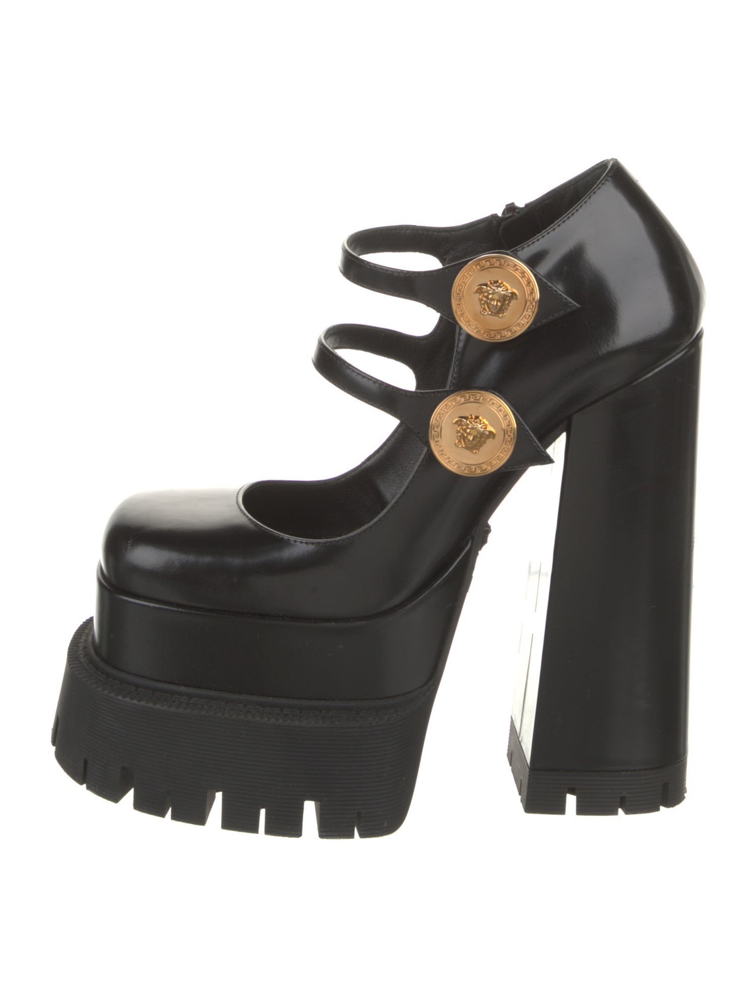 Versace Medusa Insignia Patent Leather Pumps