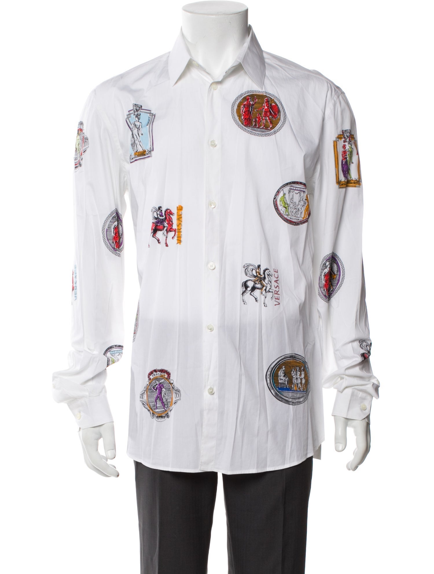 Versace Graphic Print Long Sleeve Dress Shirt