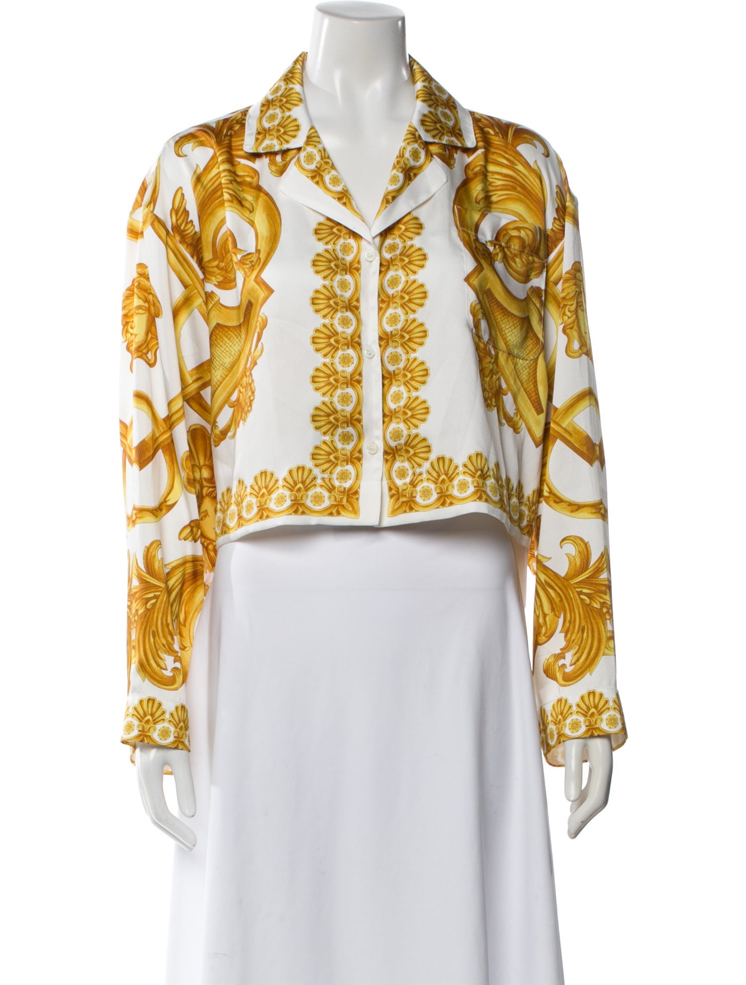 Versace Printed Long Sleeve Blouse w/ Tags