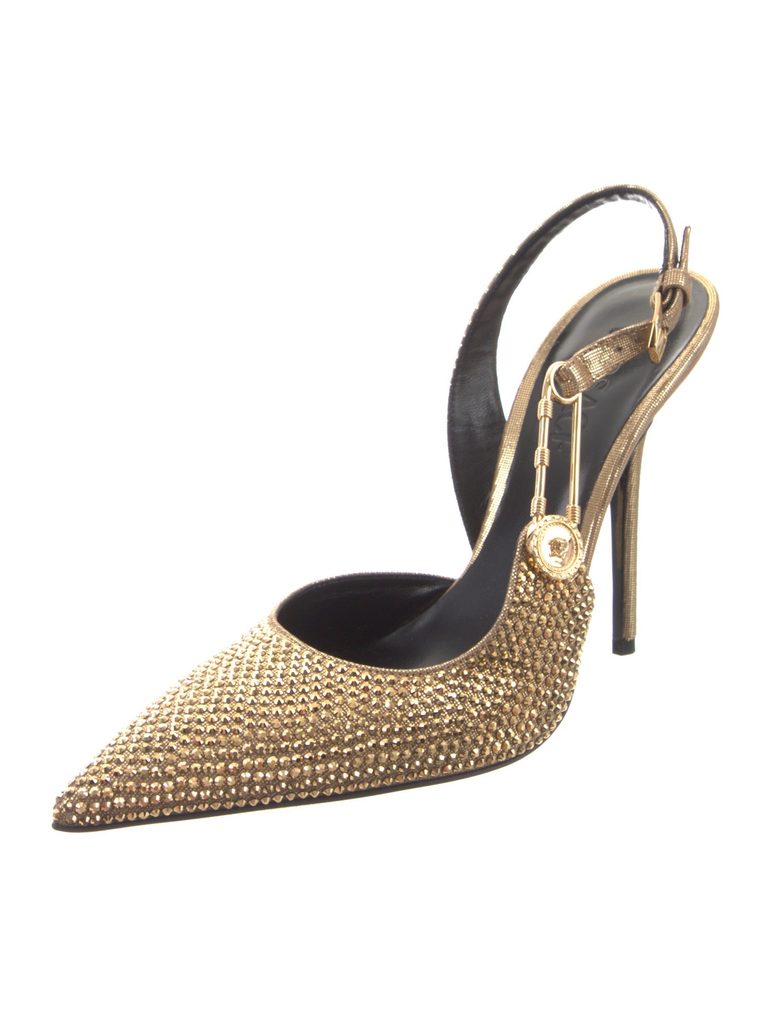 Versace Crystal Crystal Embellishments Slingback Pumps