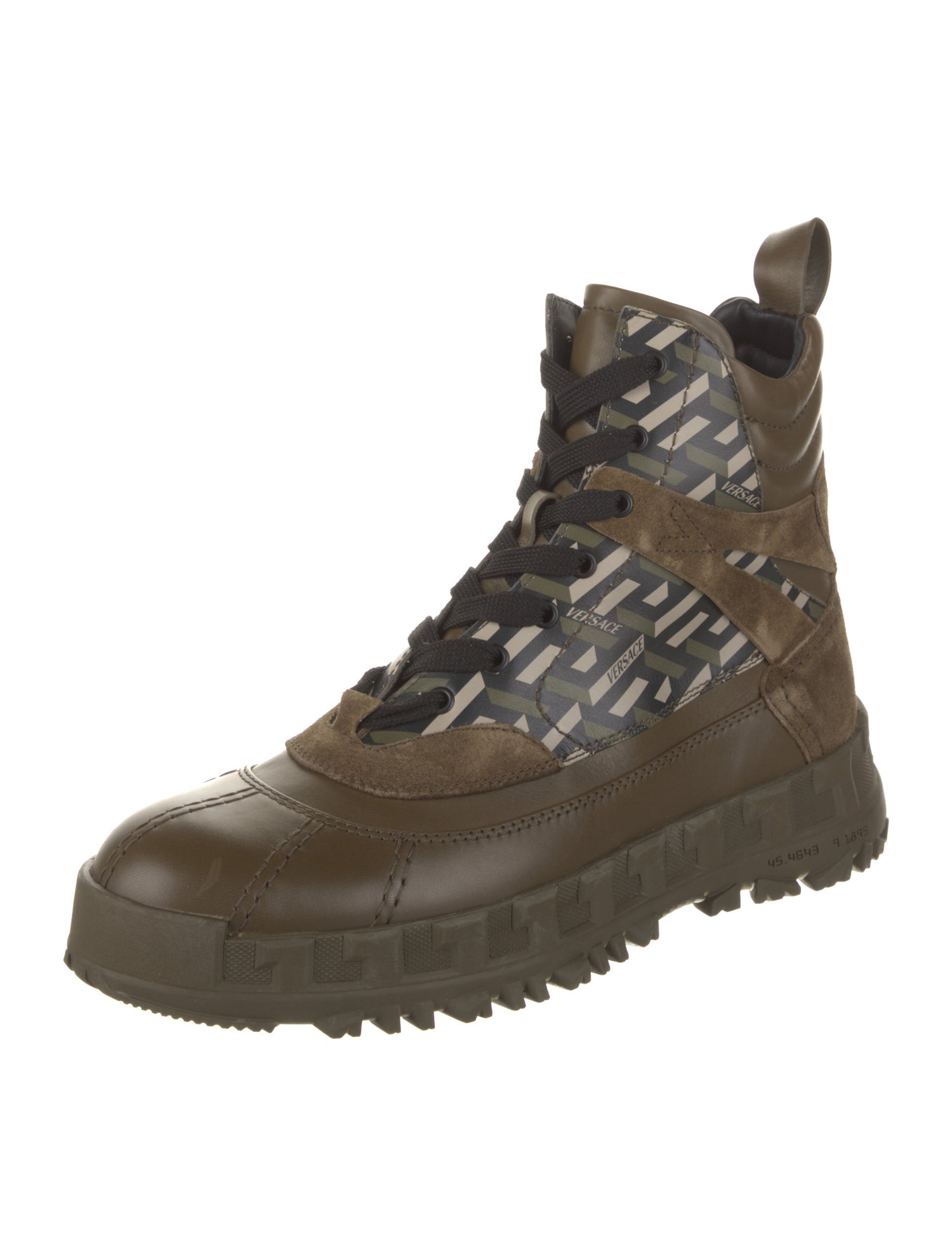 Versace Leather Printed Hiking Boots