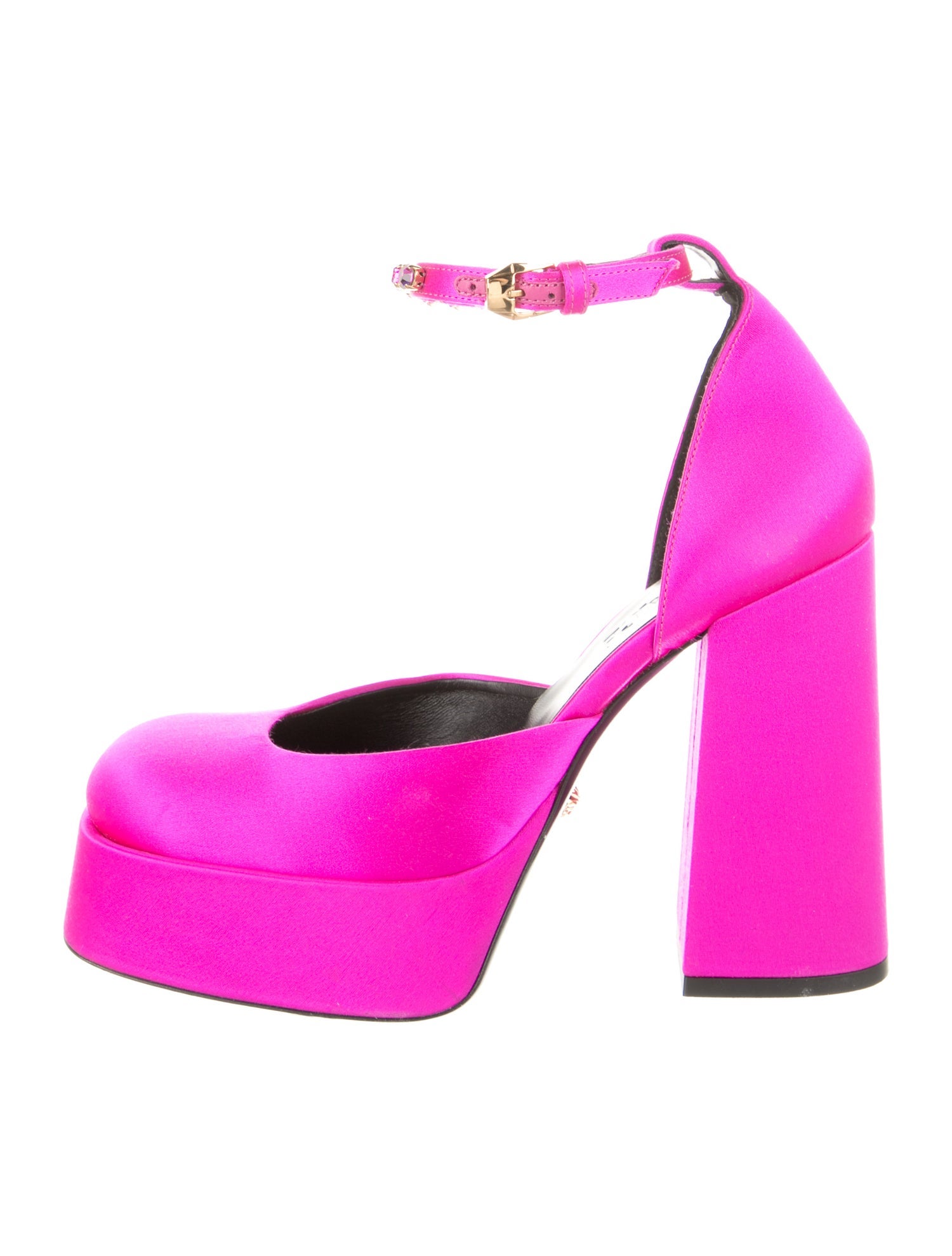 Versace Satin Crystal Embellishments D'Orsay Pumps