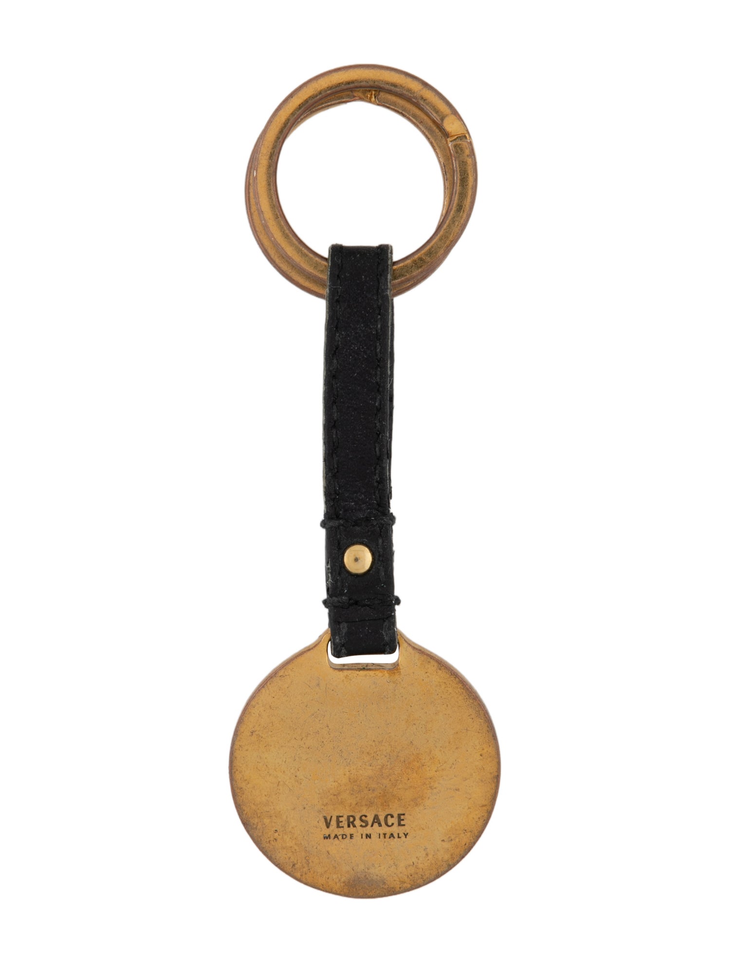 Versace Gold Tone Medusa Insignia Keychain - Black Keychains