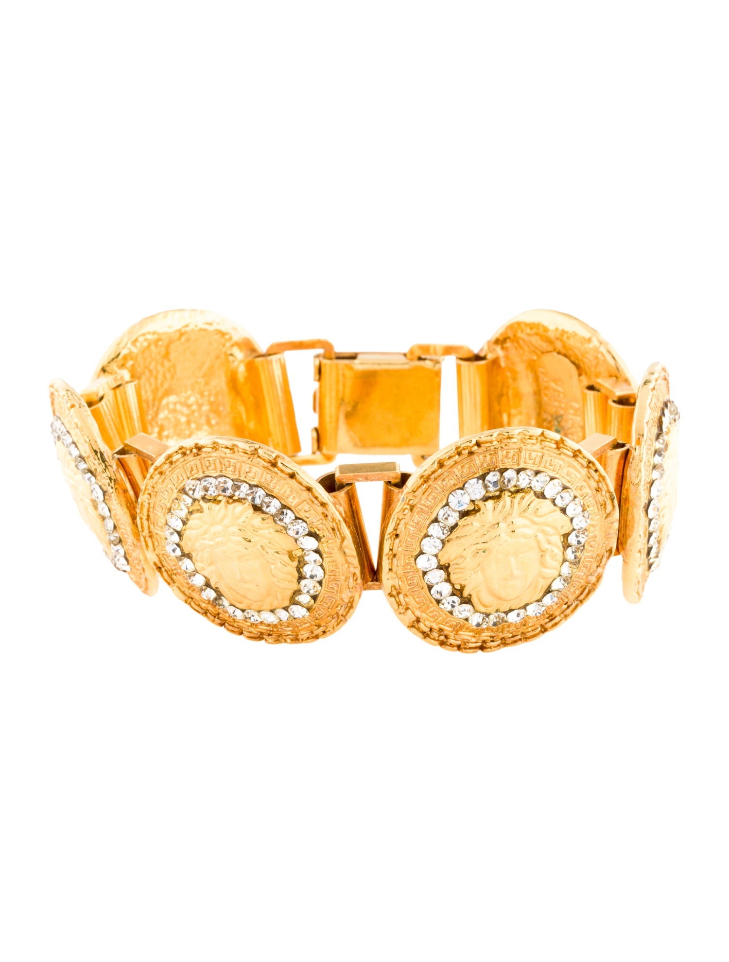 Versace Vintage Crystal Medusa Link Bracelet
