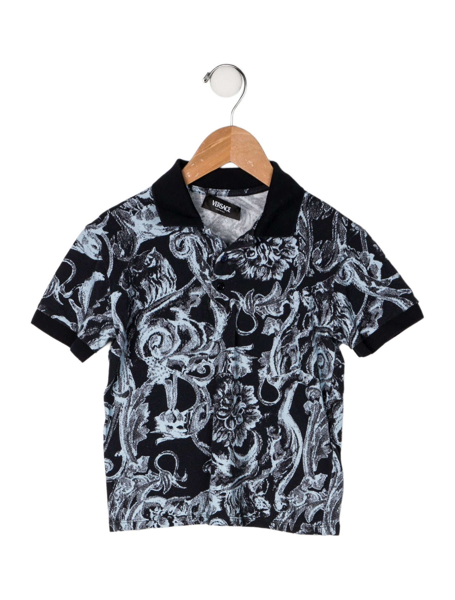 Versace Cotton All Over Print Polo Shirt