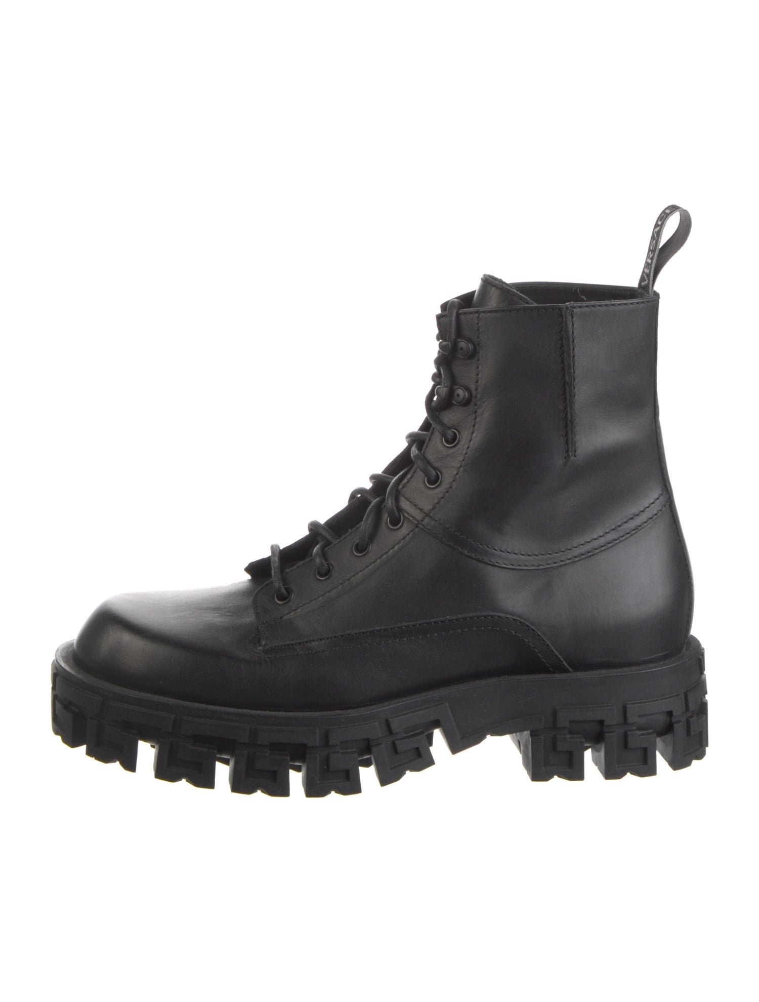 Versace Medusa Insignia Leather Combat Boots