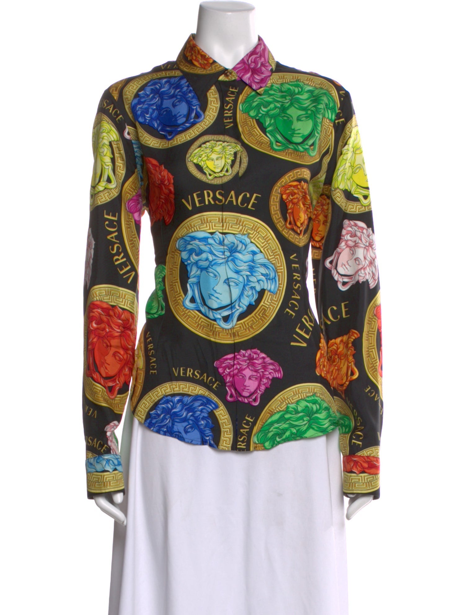 Versace Silk Graphic Print Top