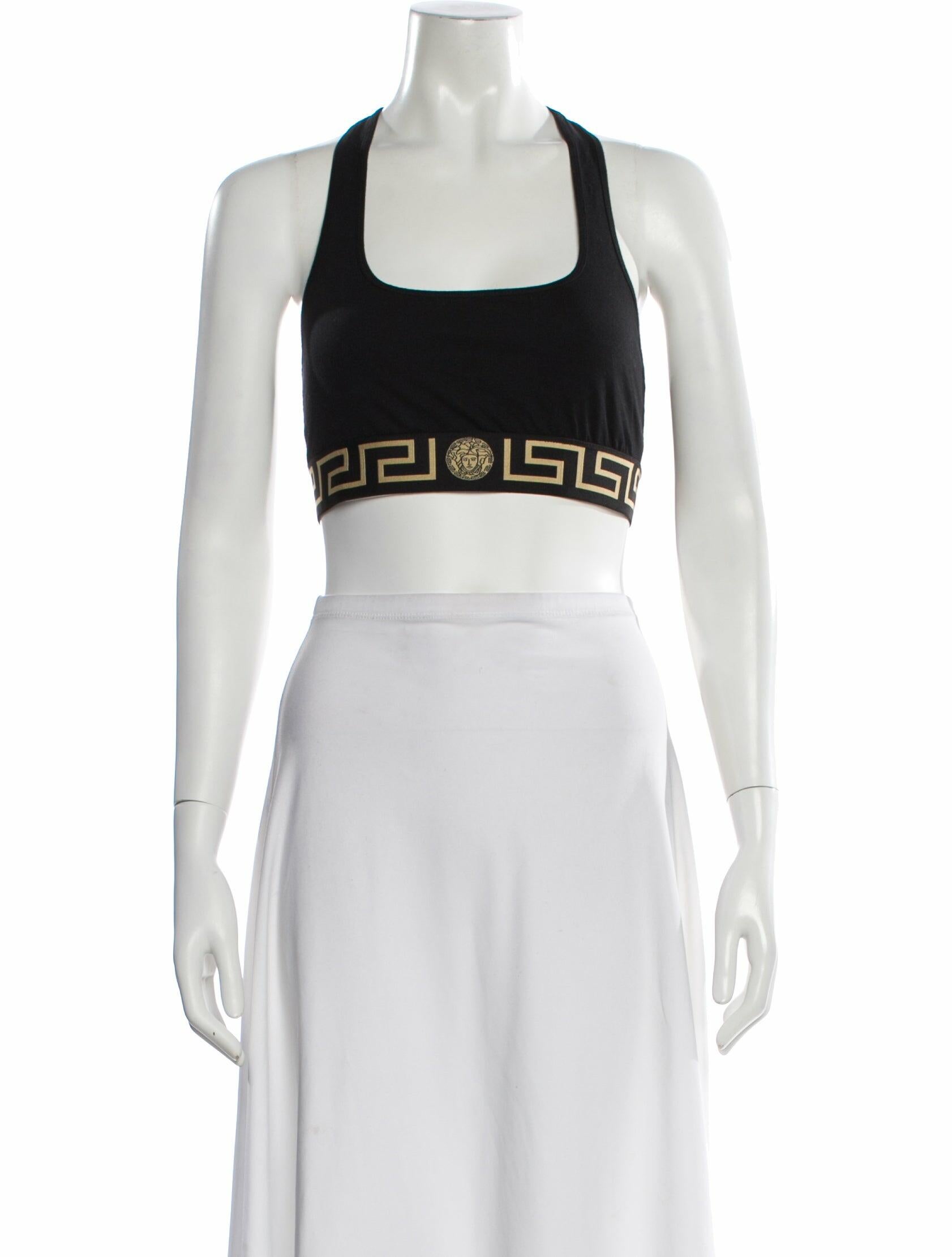Versace Graphic Print Crew Neck Sports Bra
