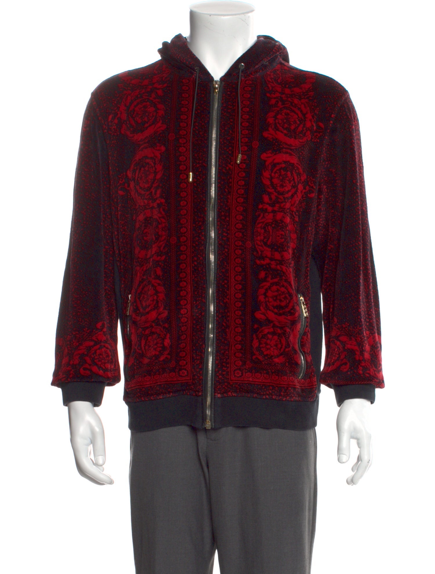 Versace Floral Print Mock Neck Cardigan