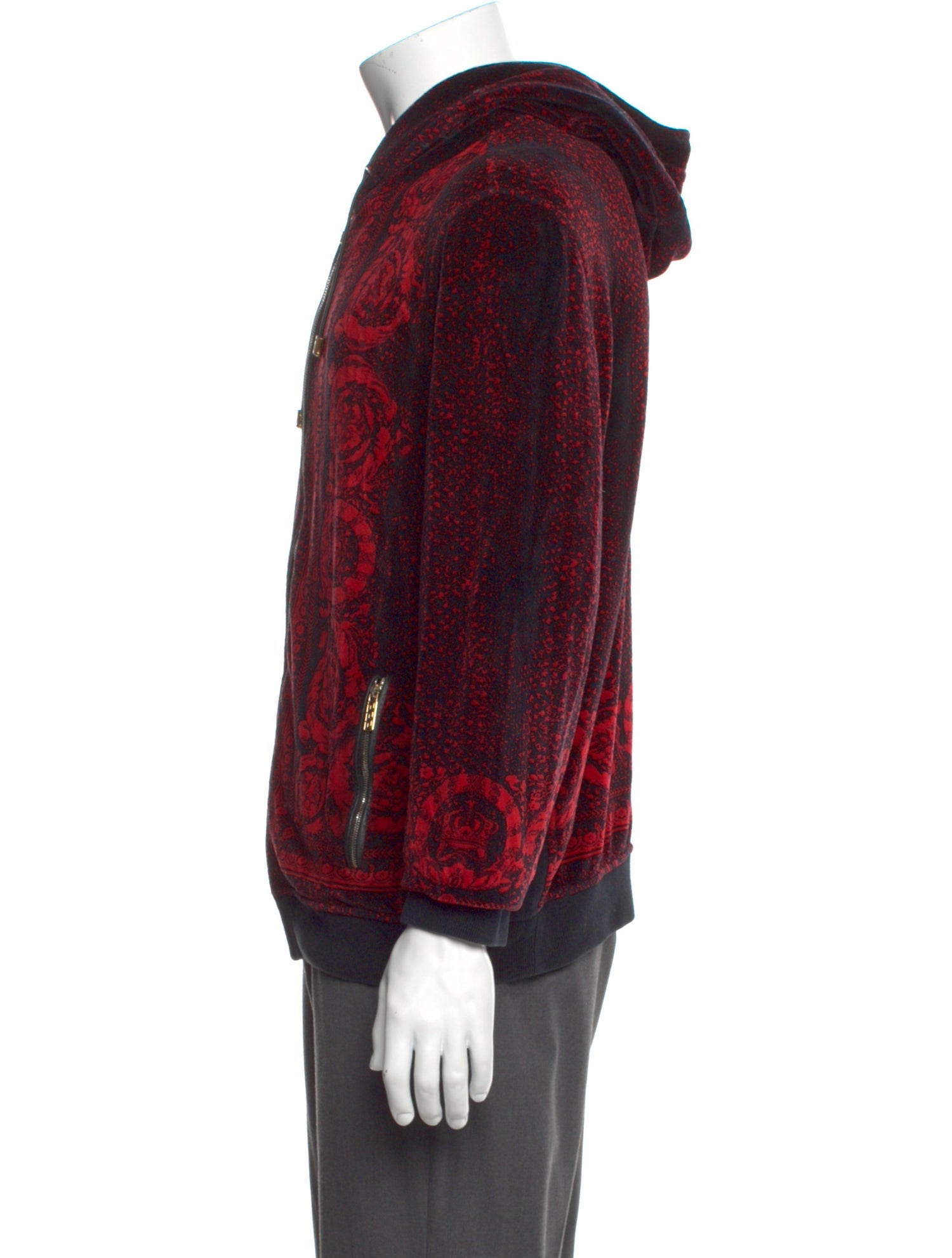Versace Floral Print Mock Neck Cardigan