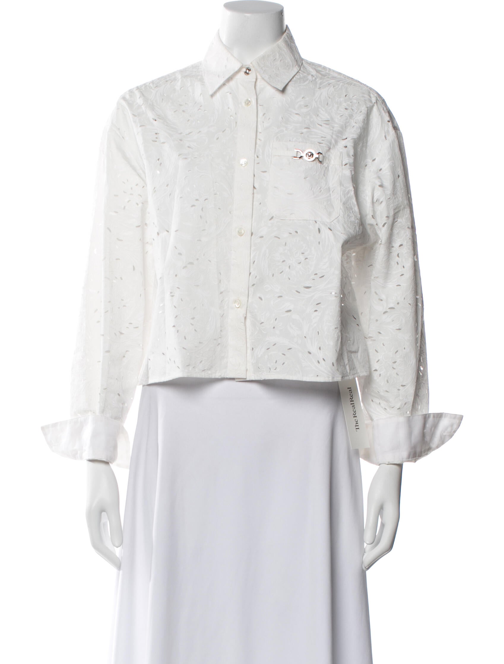 Versace Patterned Long Sleeve Button-Up Top