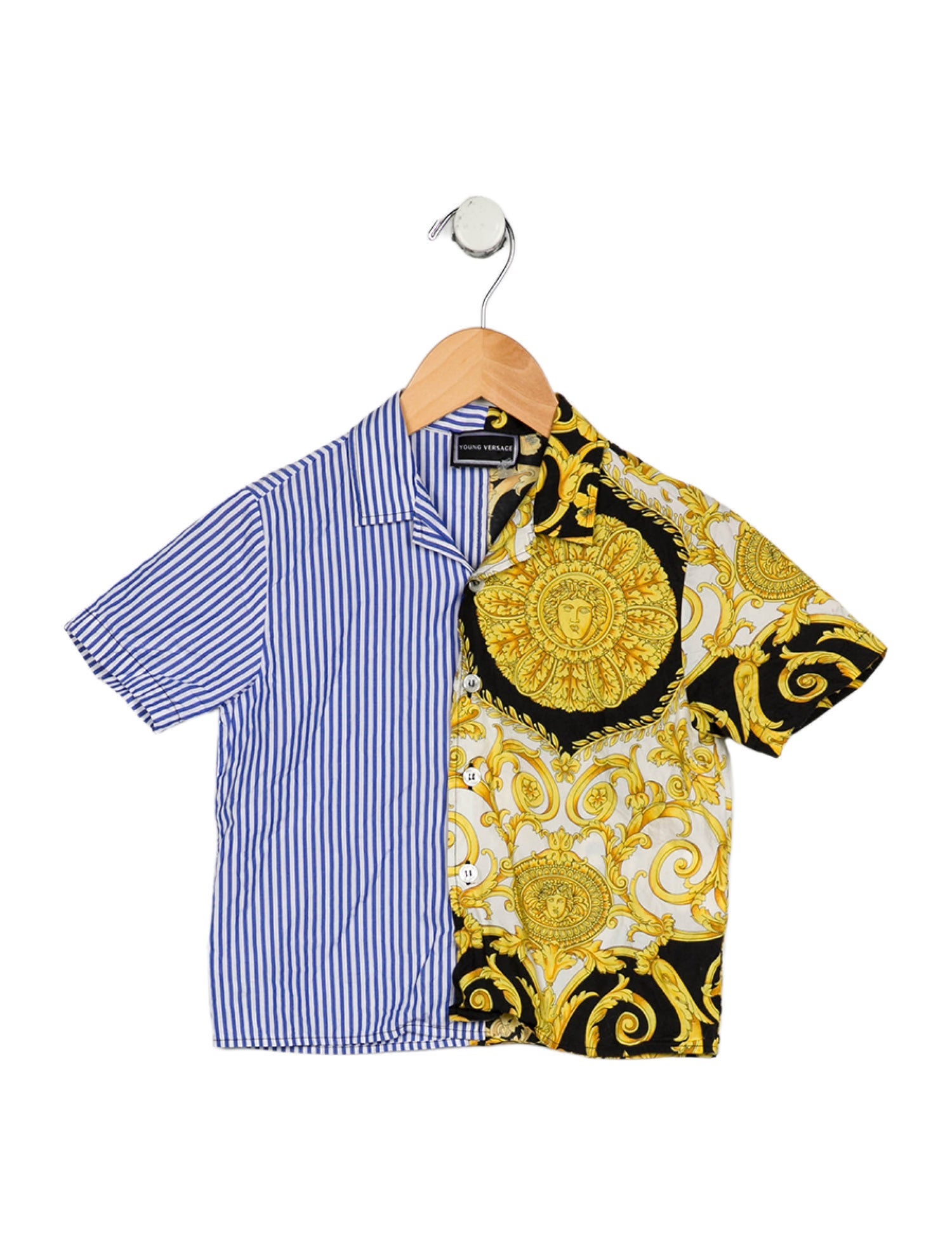 Versace Boys' Shirt Button-up Striped pattern Short sleeve