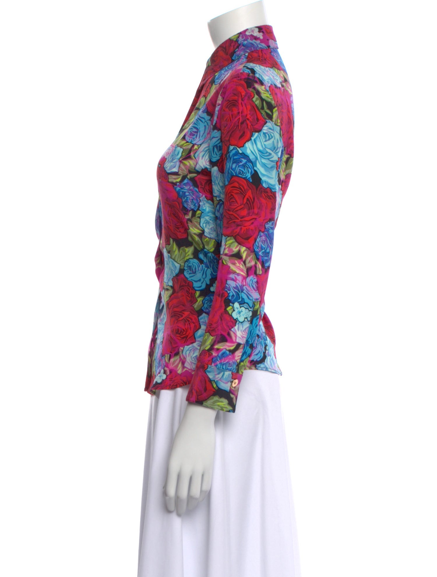 Versace Silk Floral Print Blouse